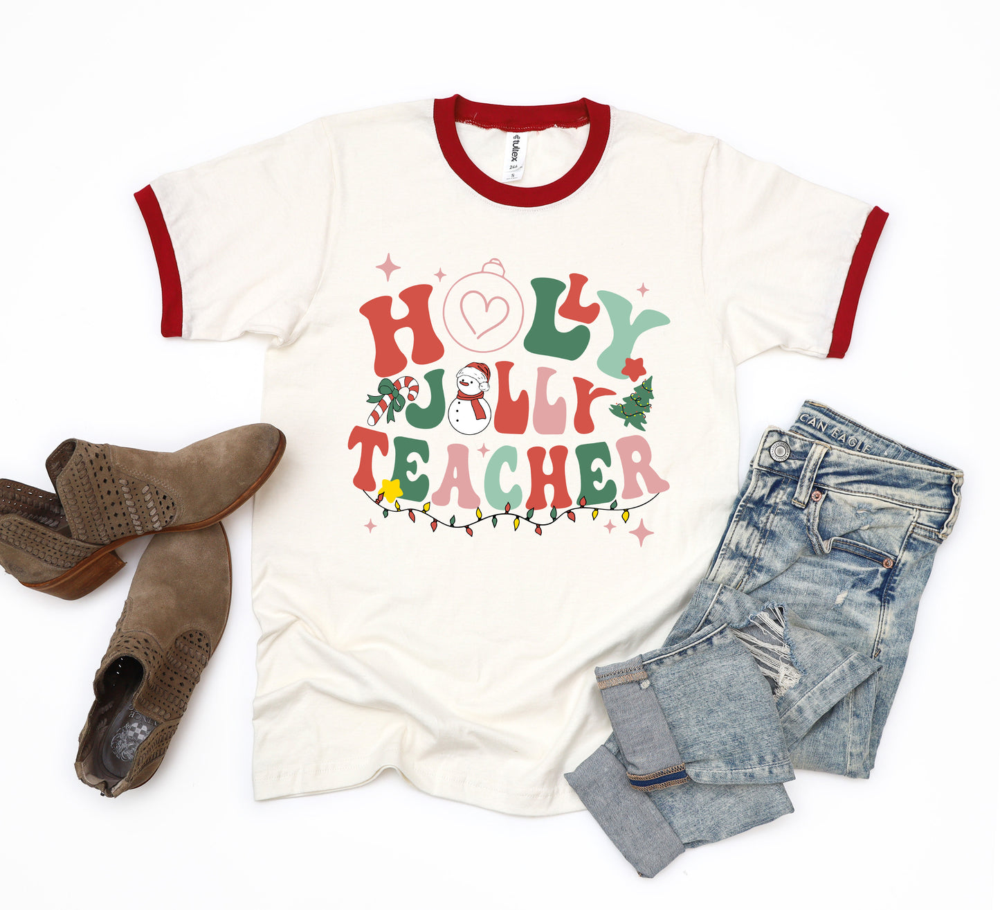 Holly Jolly Teacher | Ringer Tee