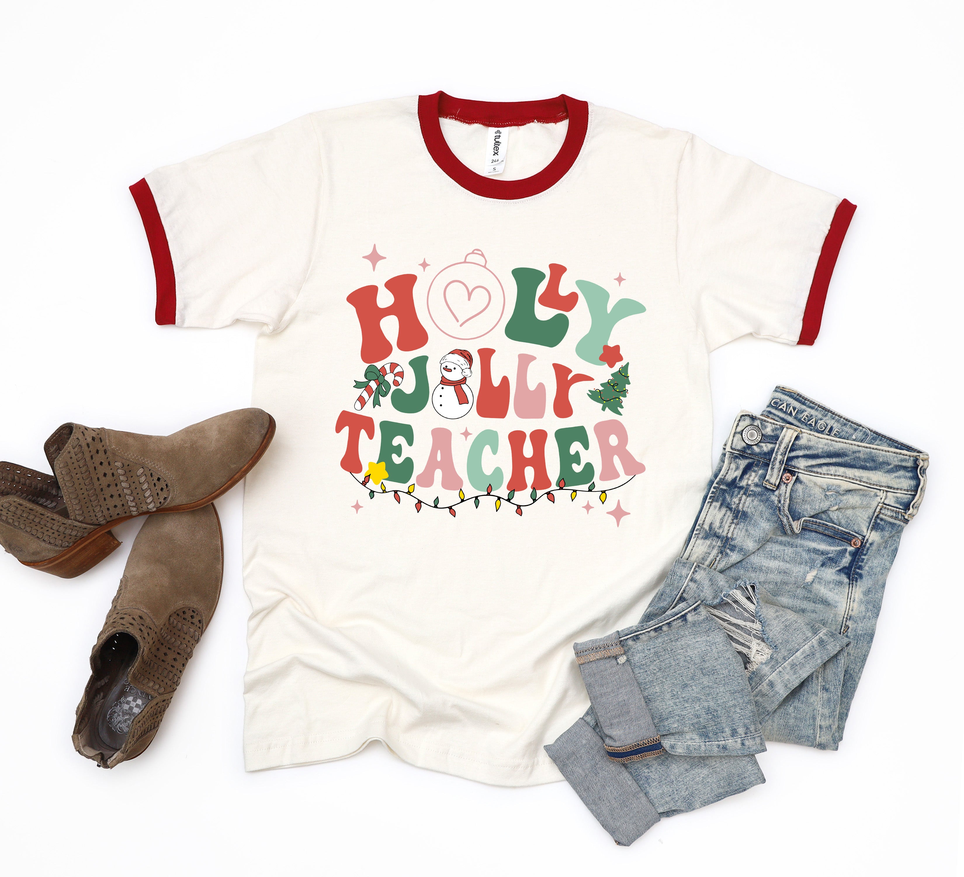 Holly Jolly Teacher | Ringer Tee