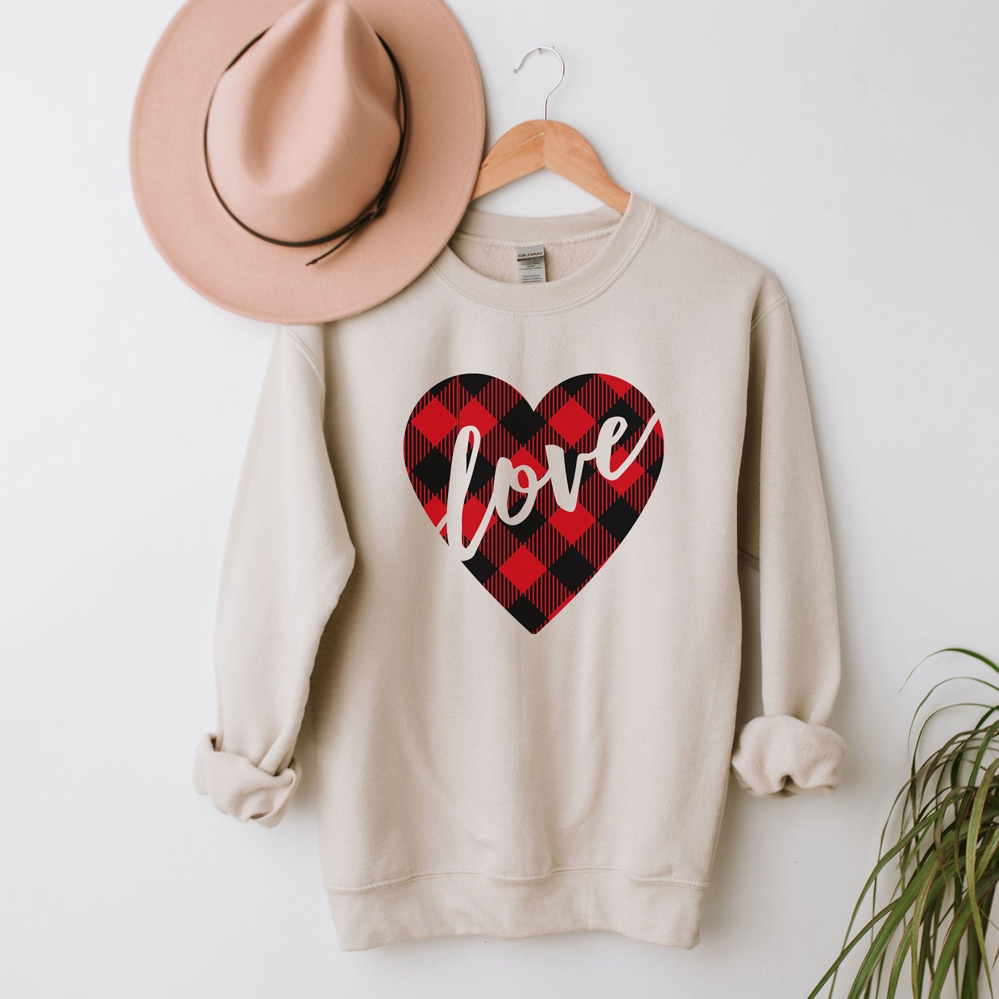 Clearance Buffalo Plaid Love Hearts | Sweatshirt