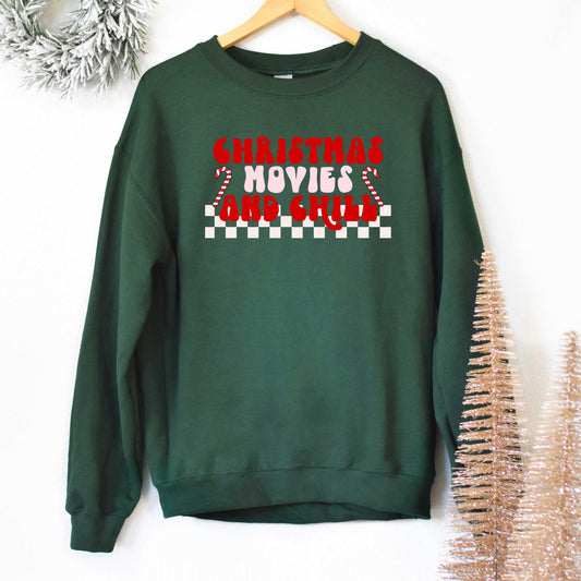 Christmas Movies and Chill Checkered  | Sweatshirt