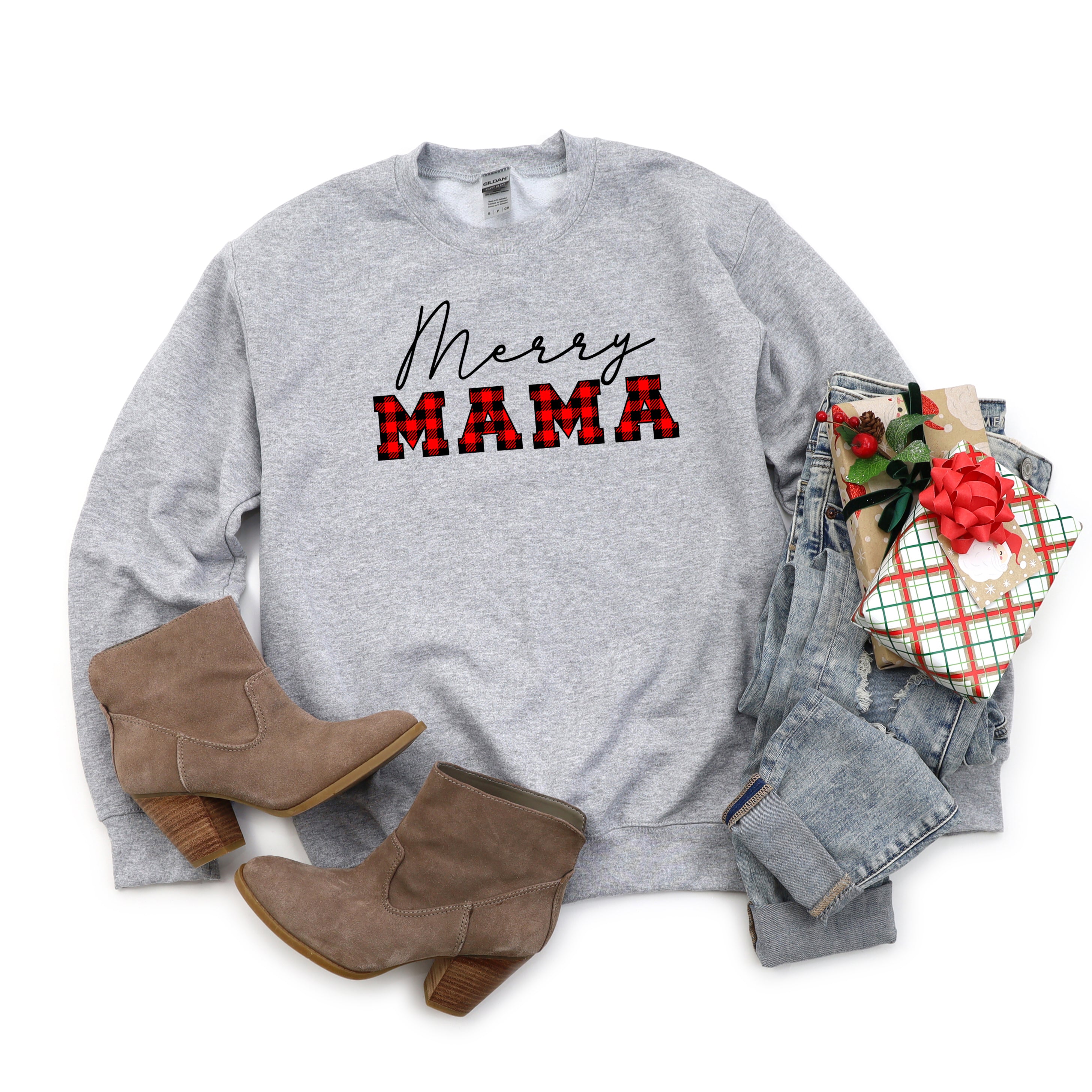 Merry Mama Buffalo Plaid | Sweatshirt