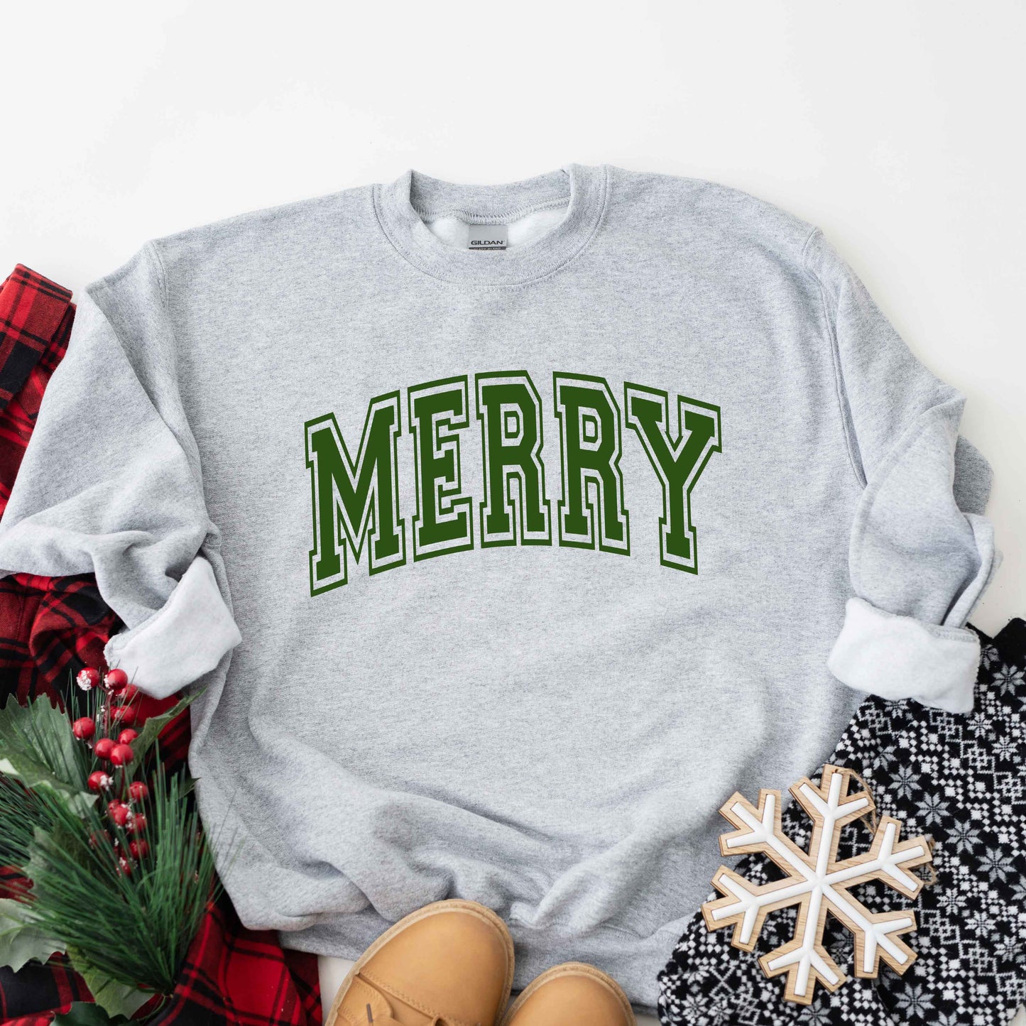 Merry Varsity Thick Outline | Sweatshirt