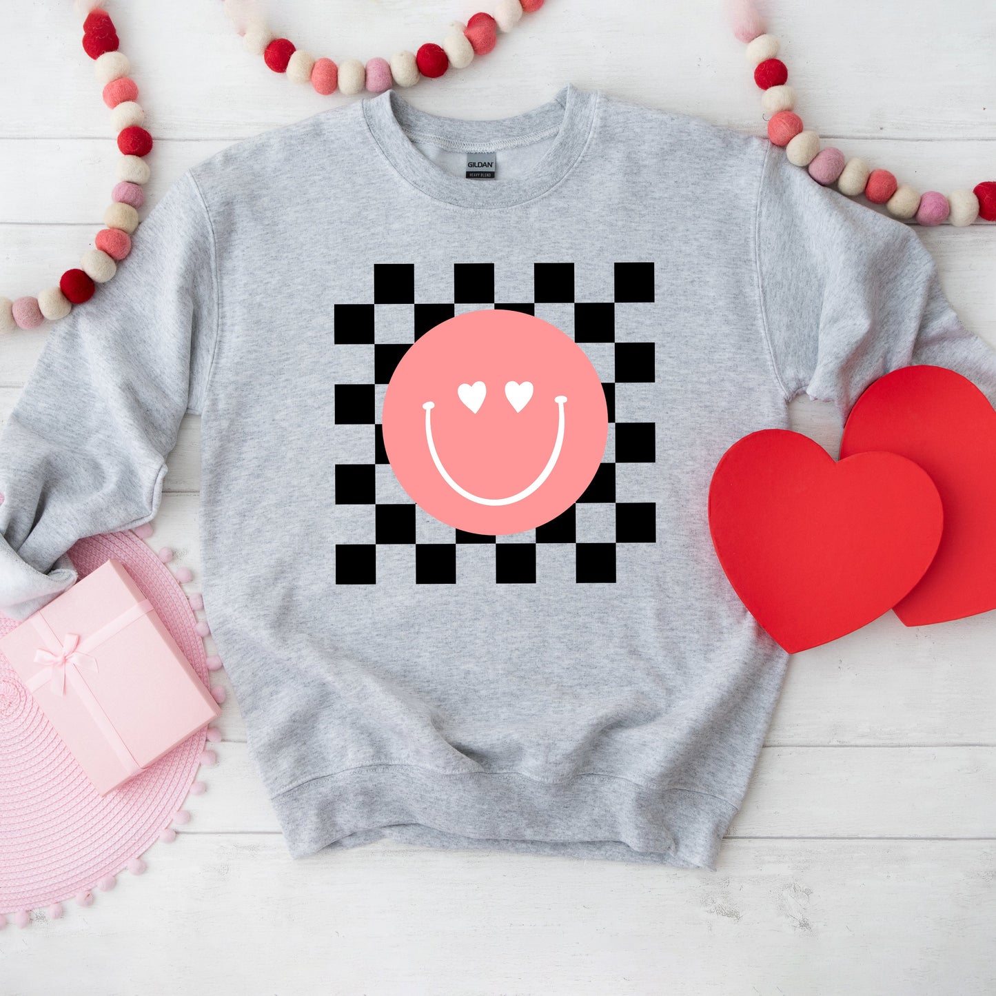 Clearance Valentines Pink Smiley | Sweatshirt