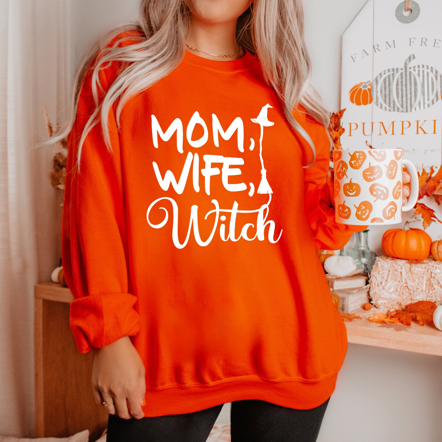 Mom Wife Witch Cursive | Sweatshirt
