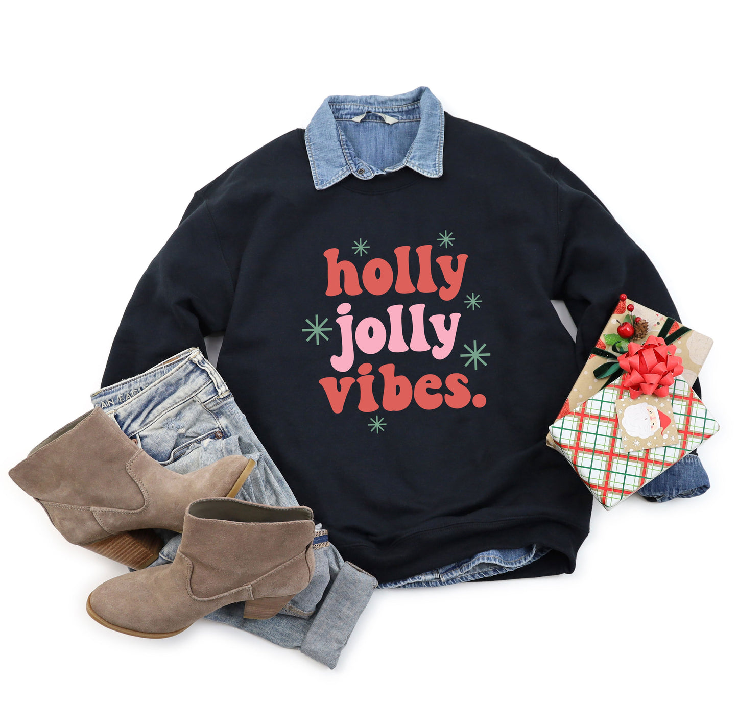 Clearance Retro Holly Jolly Vibes | Sweatshirt