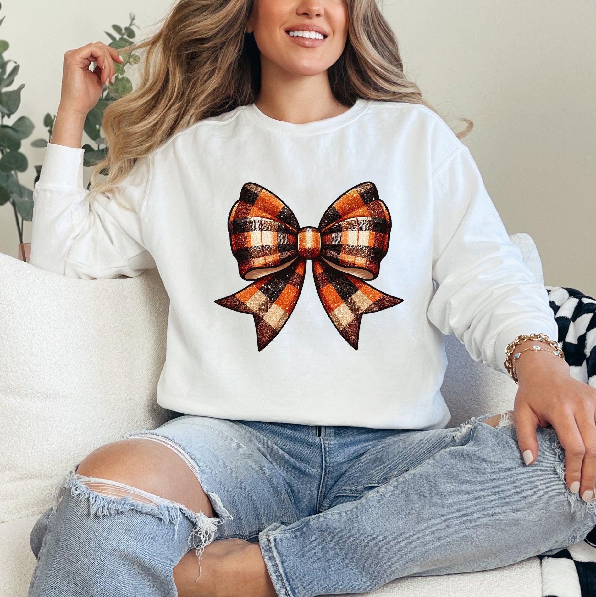 Coquette Fall Plaid | Garment Dyed Sweatshirt