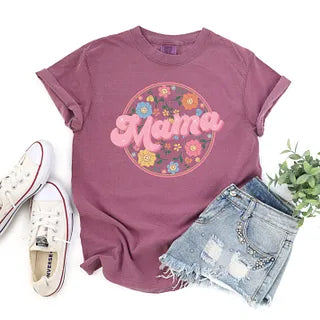 Mama Flowers Circle | Garment Dyed Tee