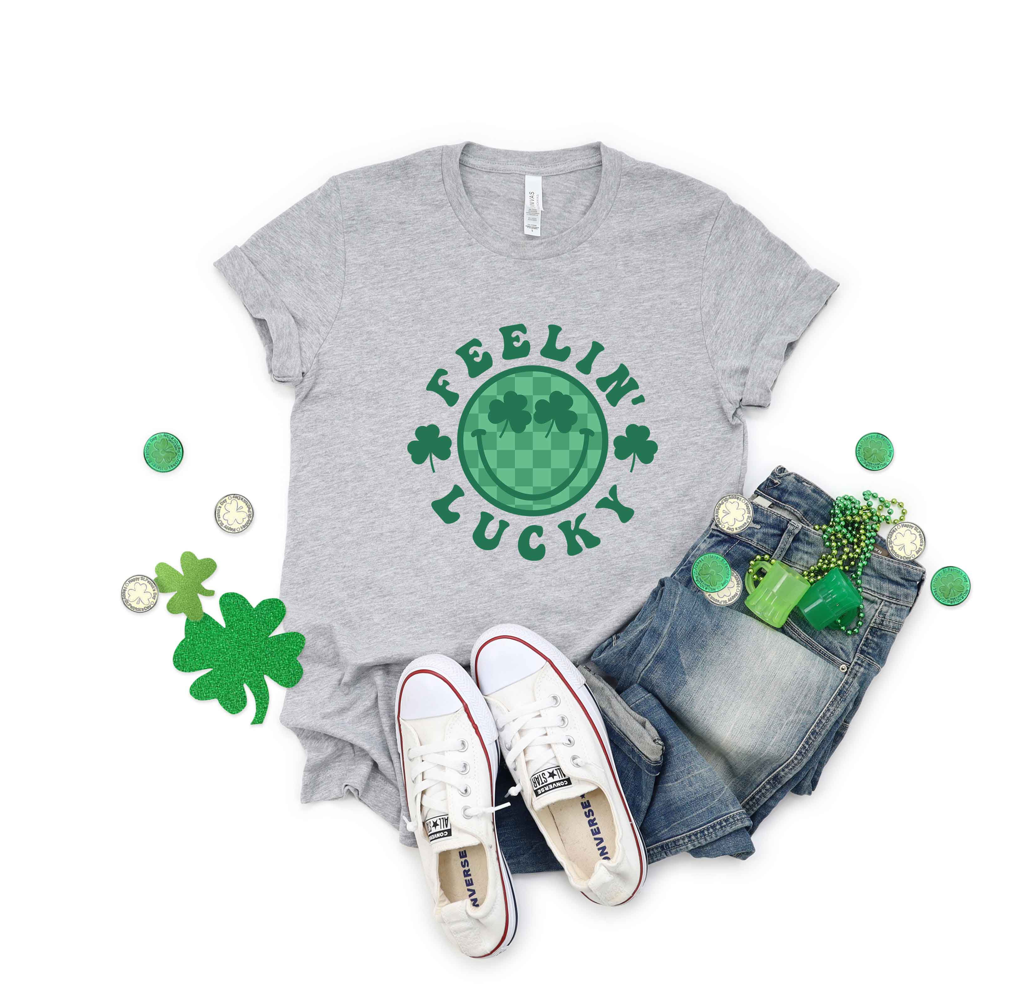Feelin Lucky Checkered Smiley | Short Sleeve Graphic Tee