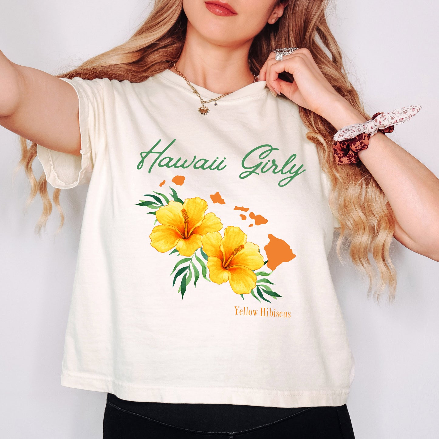 Hawaii Girly Flower | Relaxed Fit Cropped Tee