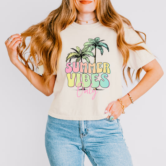 Summer Vibes Only | Relaxed Fit Cropped Tee