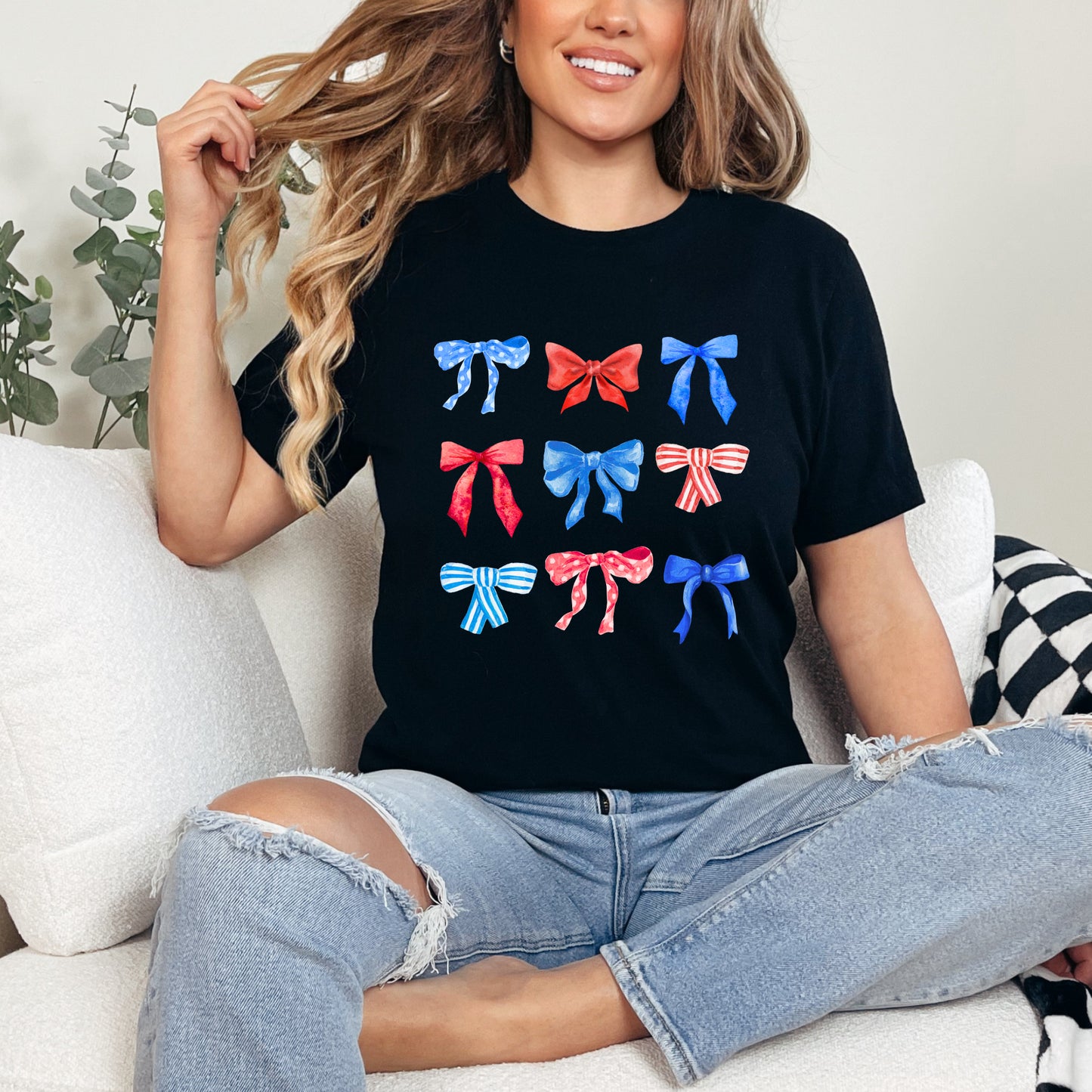 Patriotic Coquette Bow Chart | Short Sleeve Graphic Tee