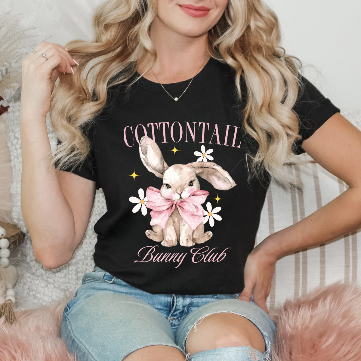 Coquette Cottontail Bunny Club | Short Sleeve Graphic Tee