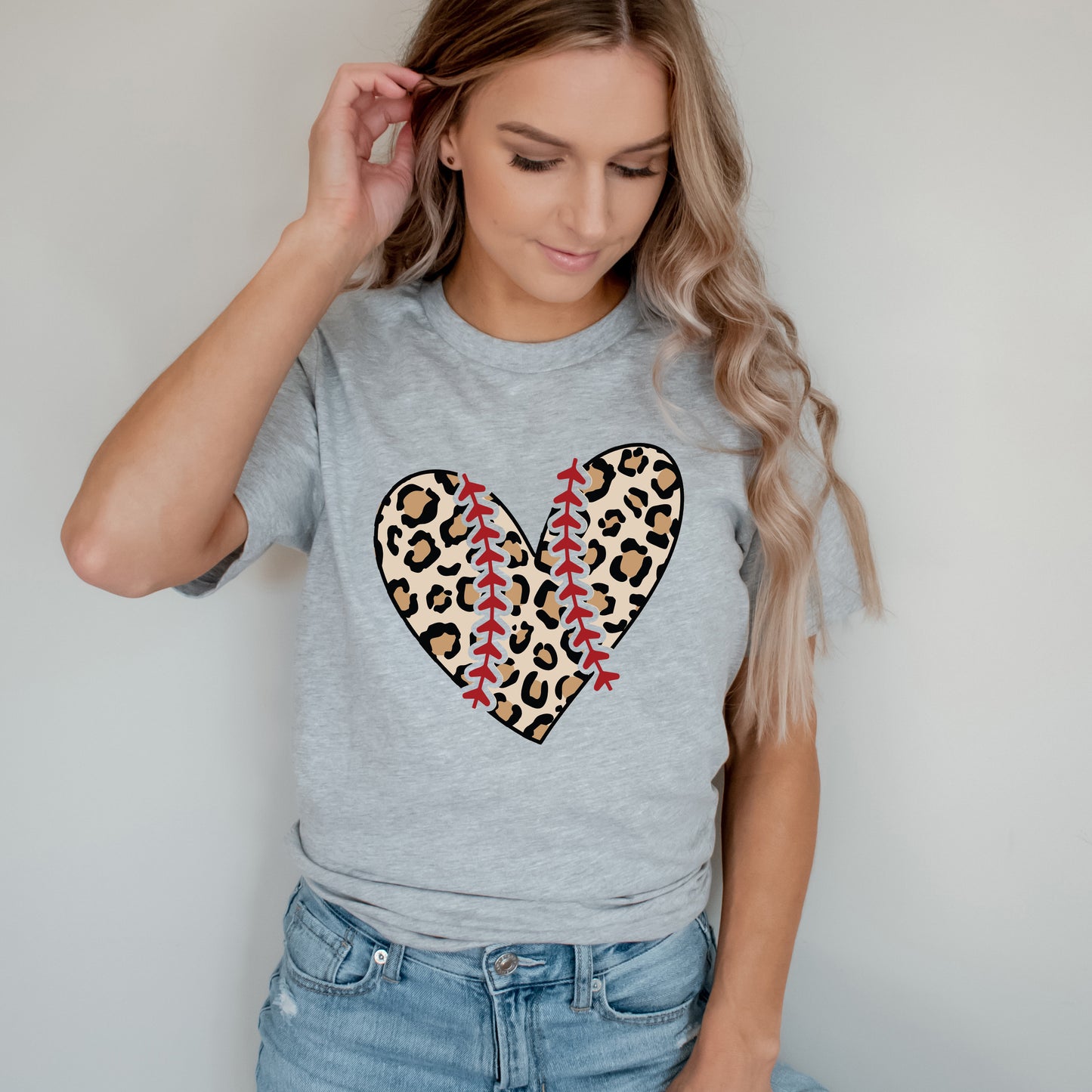 Leopard Baseball Heart | Short Sleeve Graphic Tee