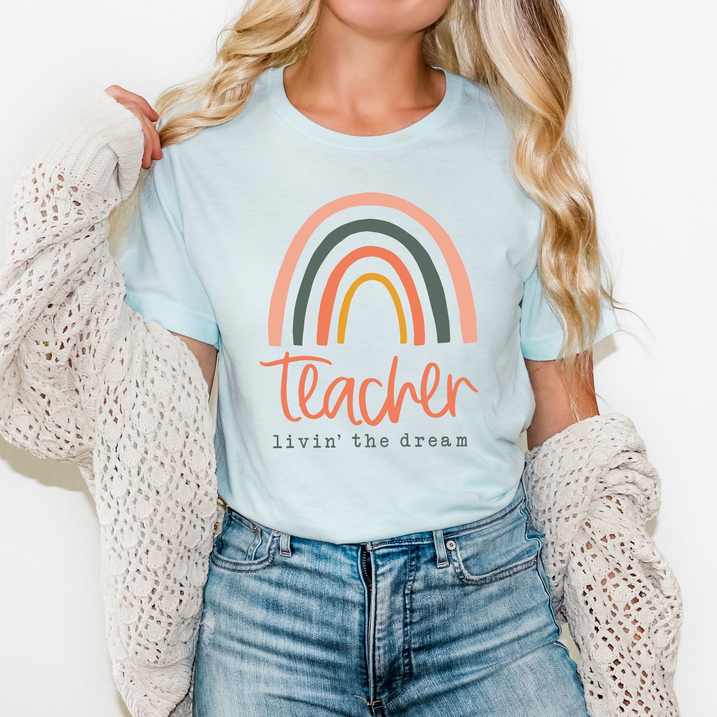 Teacher Livin' The Dream Rainbow | Short Sleeve Graphic Tee