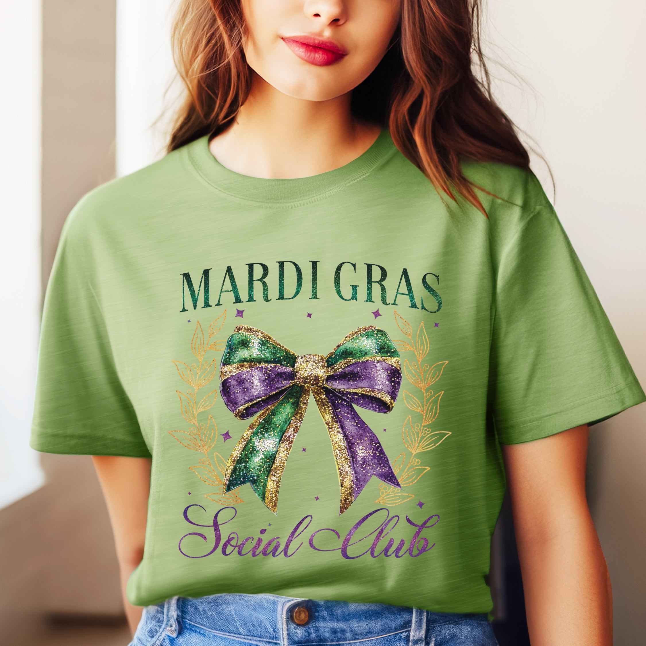 Coquette Mardi Gras Social Club | Short Sleeve Crewneck