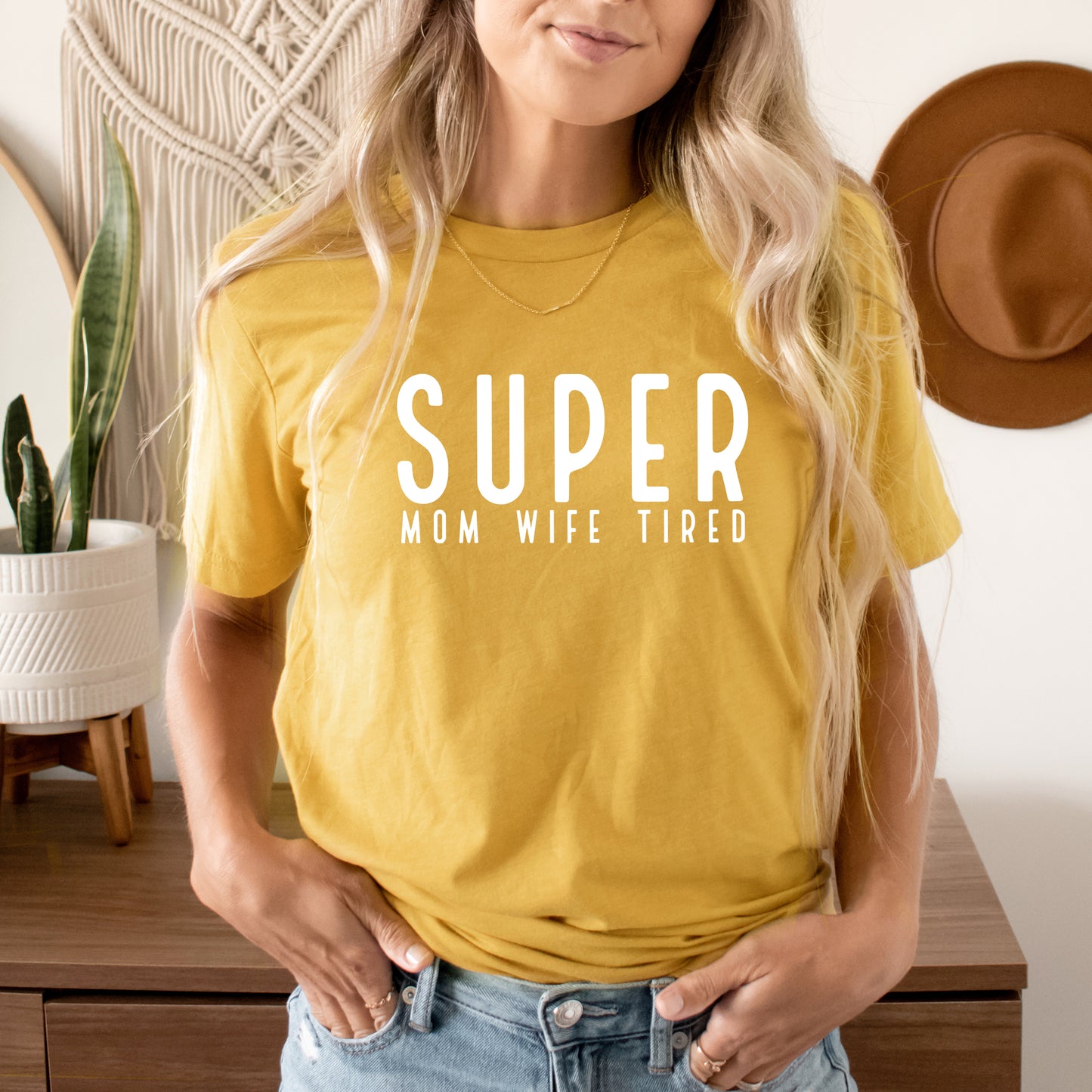 Super Mom Wife Tired | Short Sleeve Crew Neck