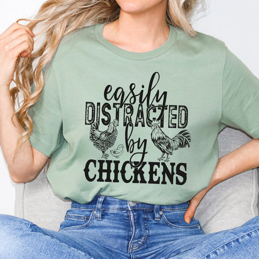 Distracted By Chickens | Short Sleeve Graphic Tee