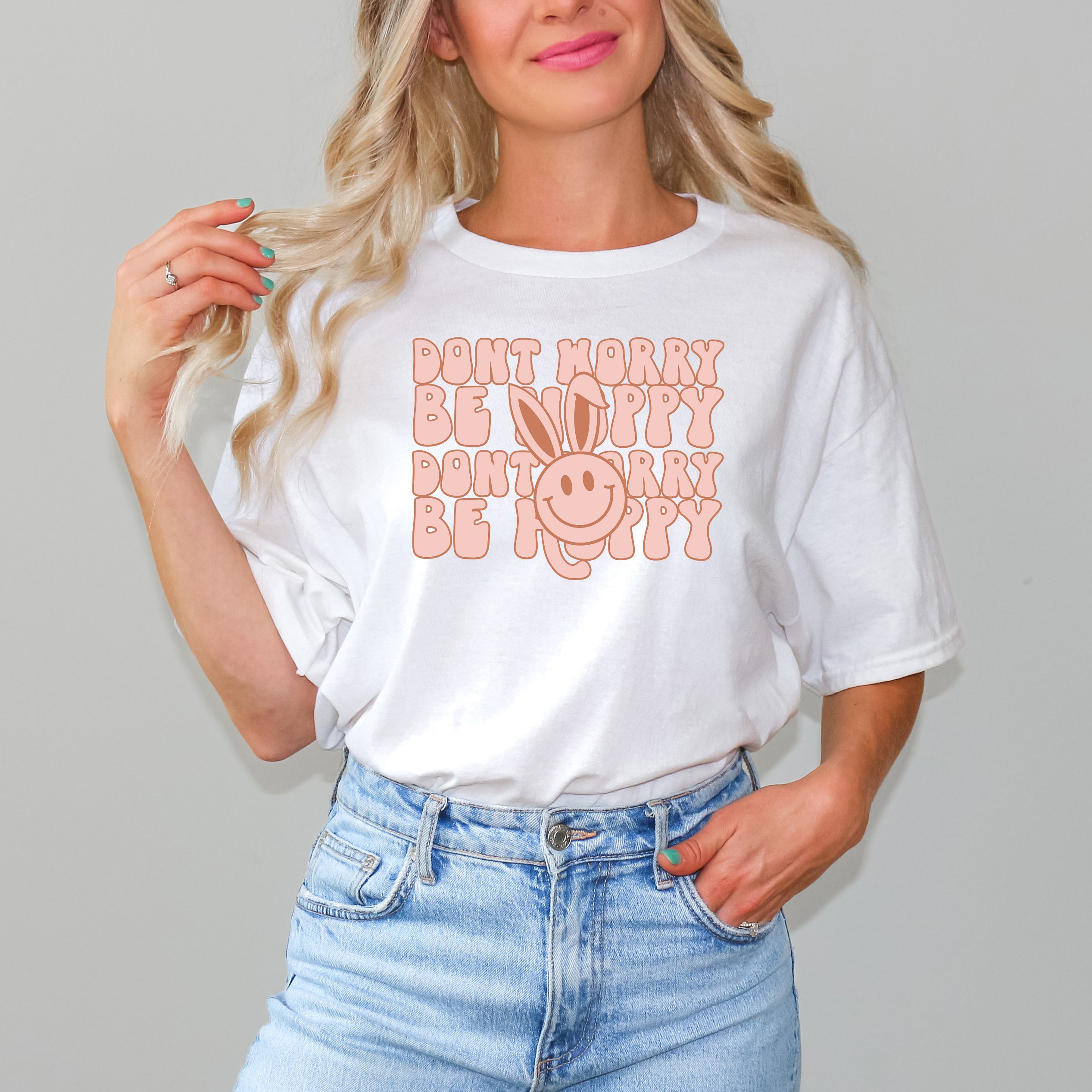 Don't Worry Be Hoppy Stacked | Short Sleeve Graphic Tee