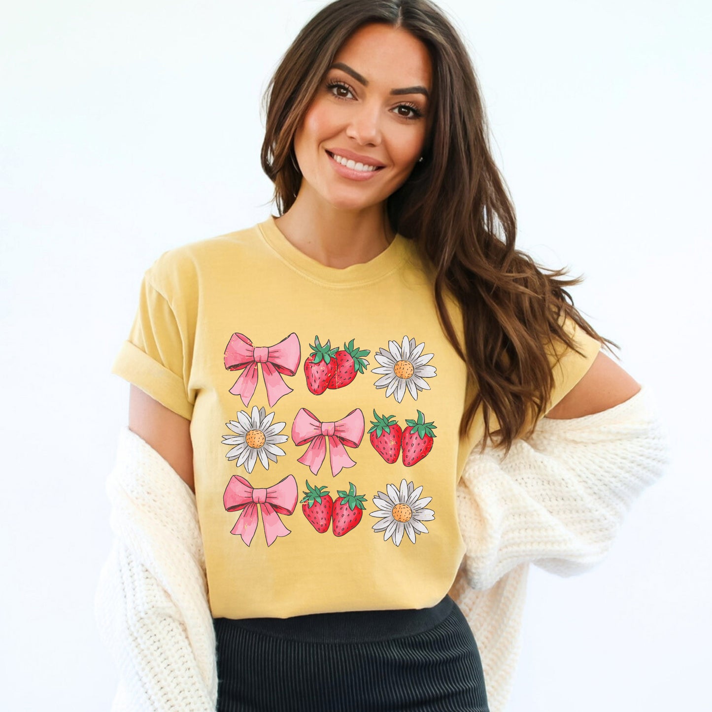 Coquette Strawberry Floral | Garment Dyed Short Sleeve Tee