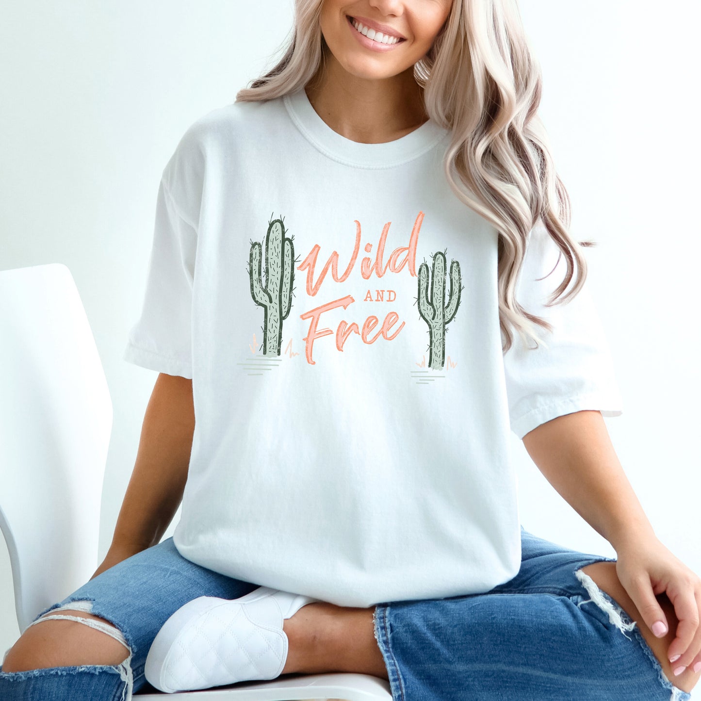 Wild And Free Cactus | Garment Dyed Short Sleeve Tee