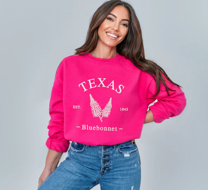 Embroidered Texas Bluebonnet Flower | Sweatshirt