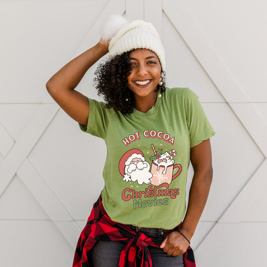 Retro Hot Cocoa Christmas Movies | Short Sleeve Crew Neck