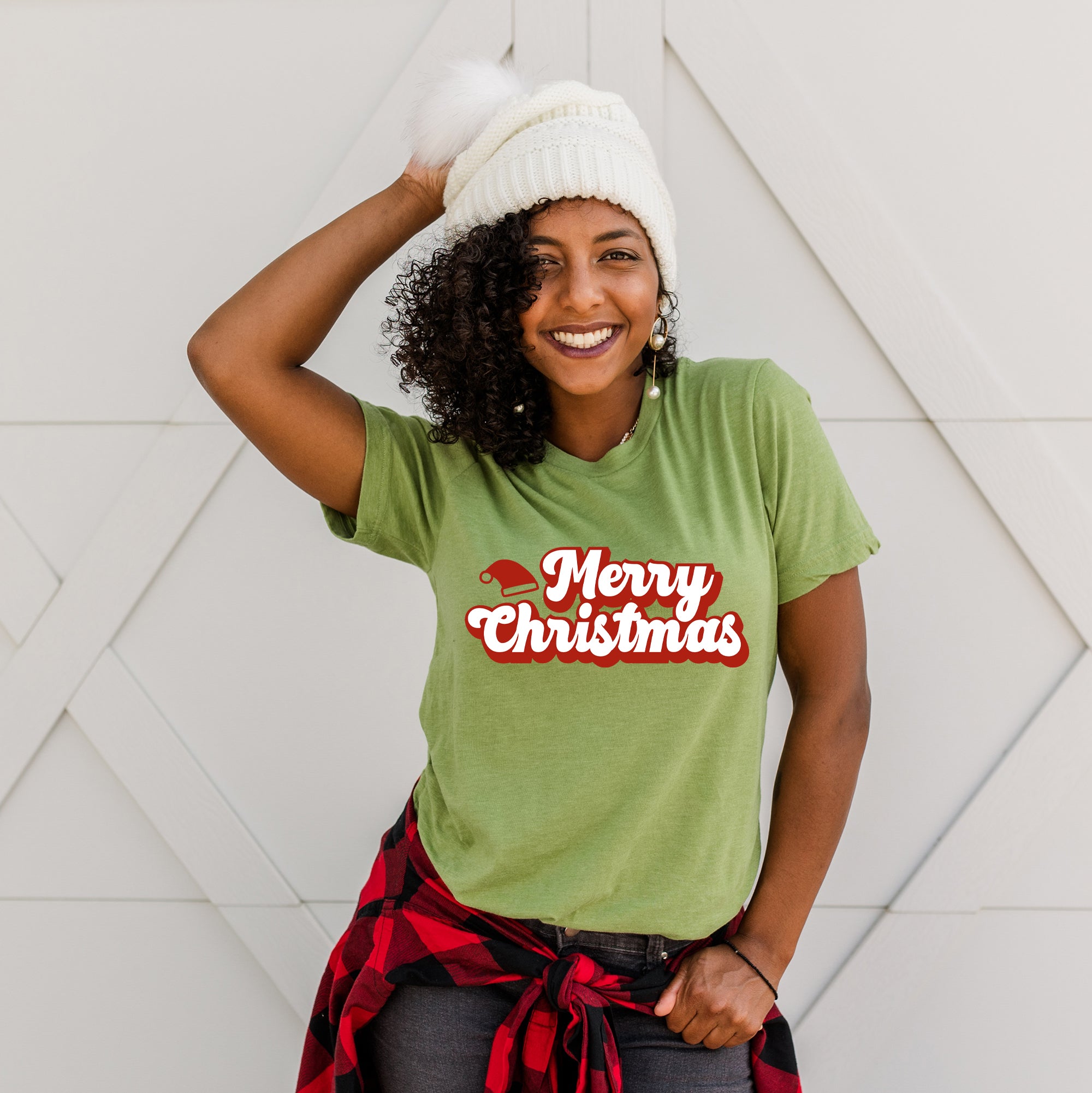 Merry Christmas Hat | Short Sleeve Graphic Tee