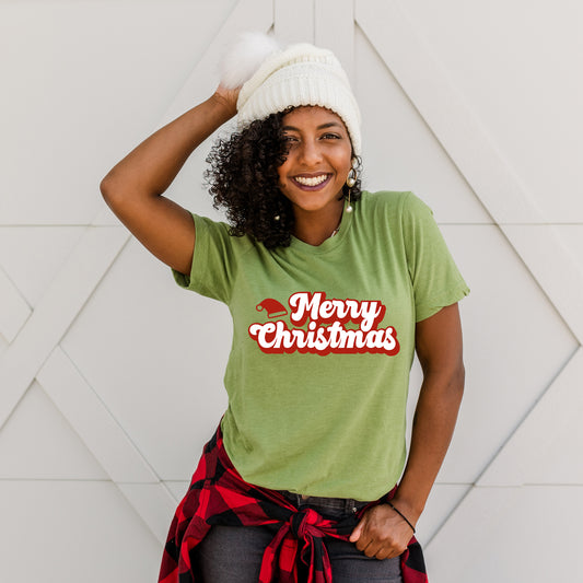 Merry Christmas Hat | Short Sleeve Graphic Tee