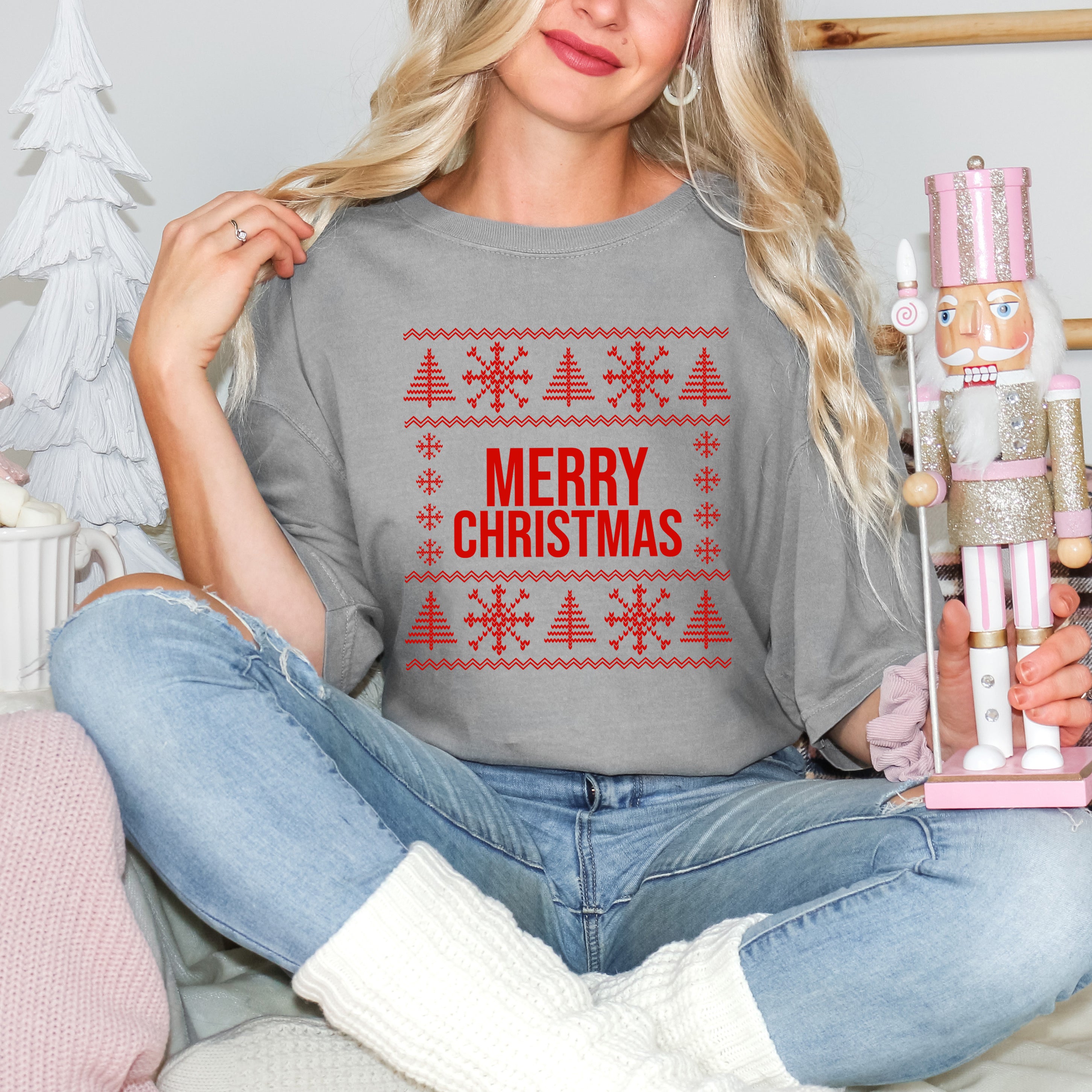 Merry Christmas Sweater | Garment Dyed Tee