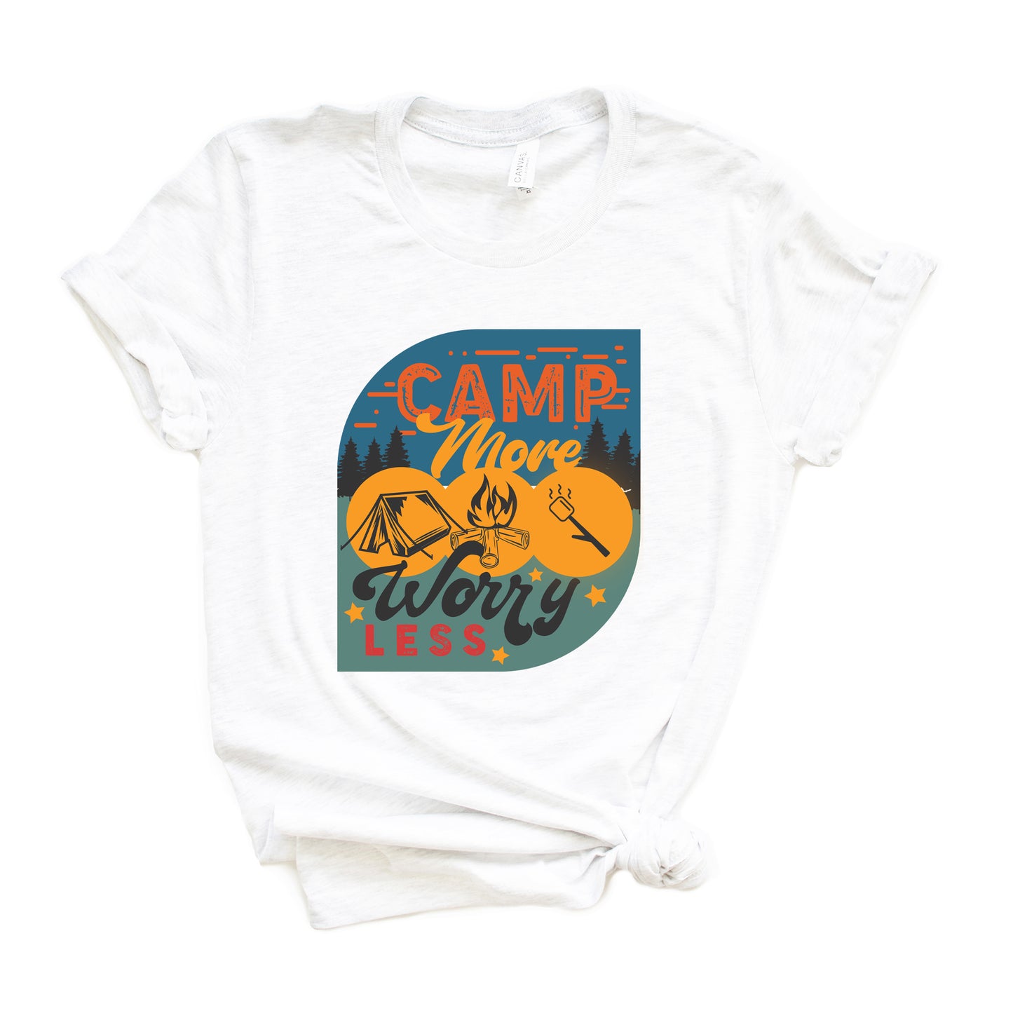 Camp More Worry Less Badge | Short Sleeve Graphic Tee