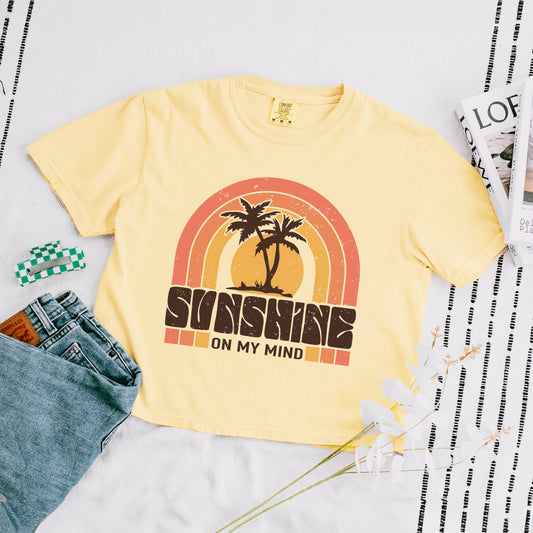 Sunshine On My Mind Rainbow | Relaxed Fit Cropped Tee