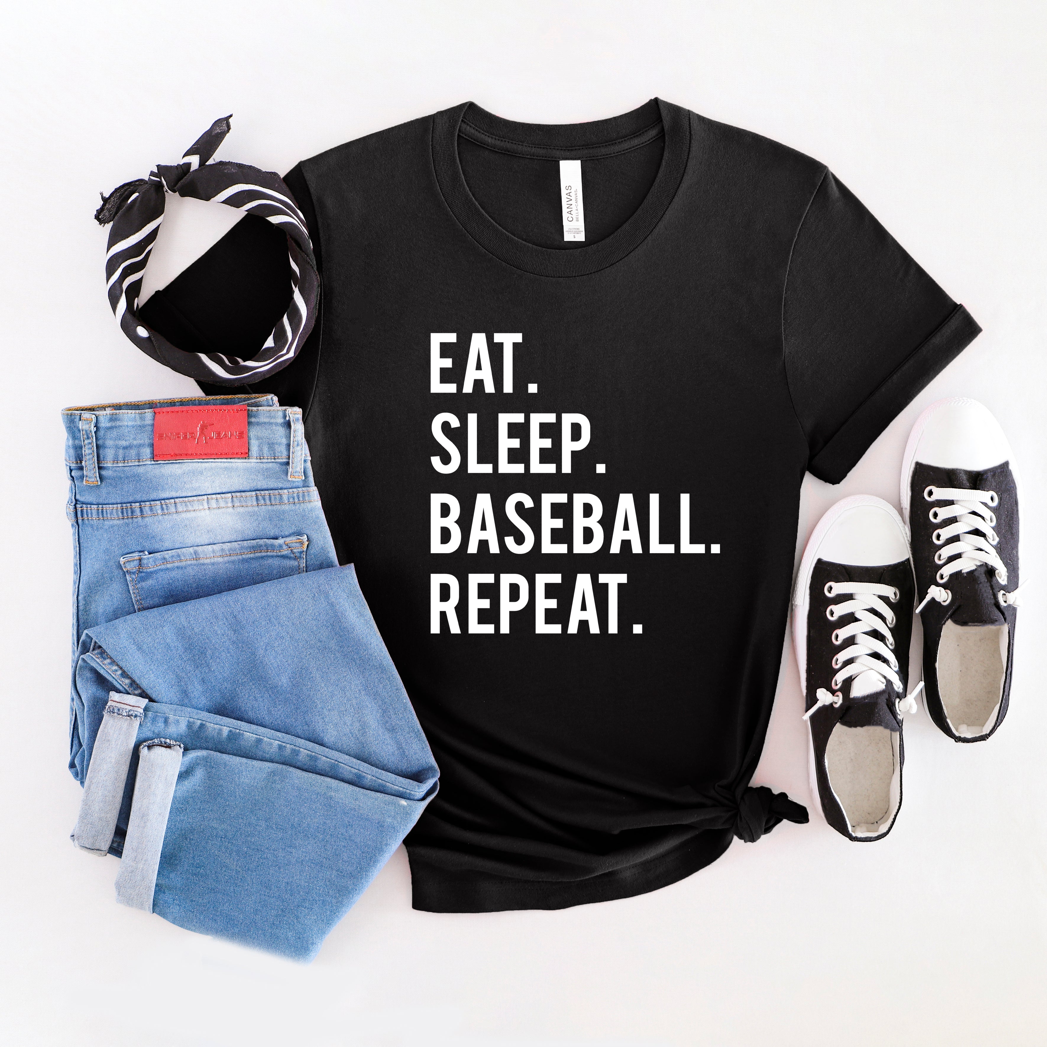 Eat Sleep Baseball Repeat | Short Sleeve Graphic Tee