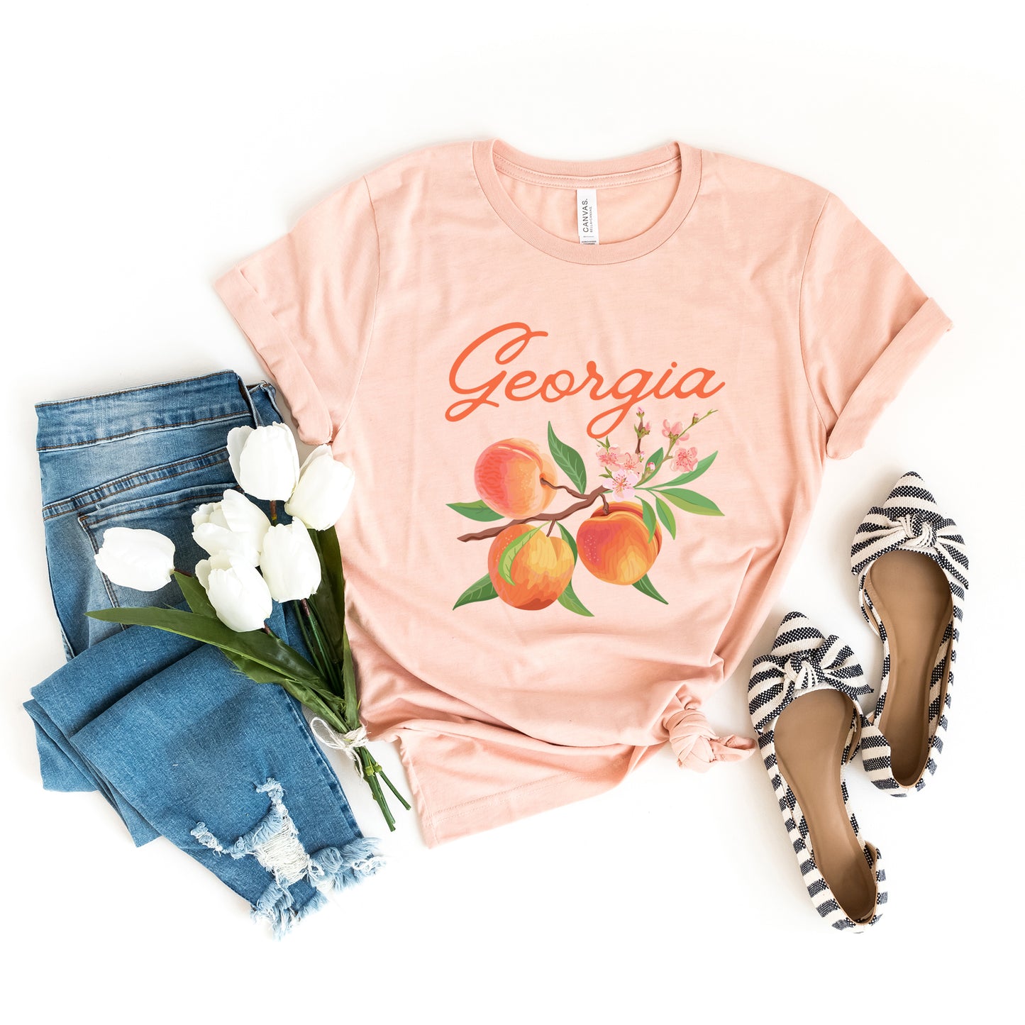 Georgia Peach Flower | Short Sleeve Graphic Tee