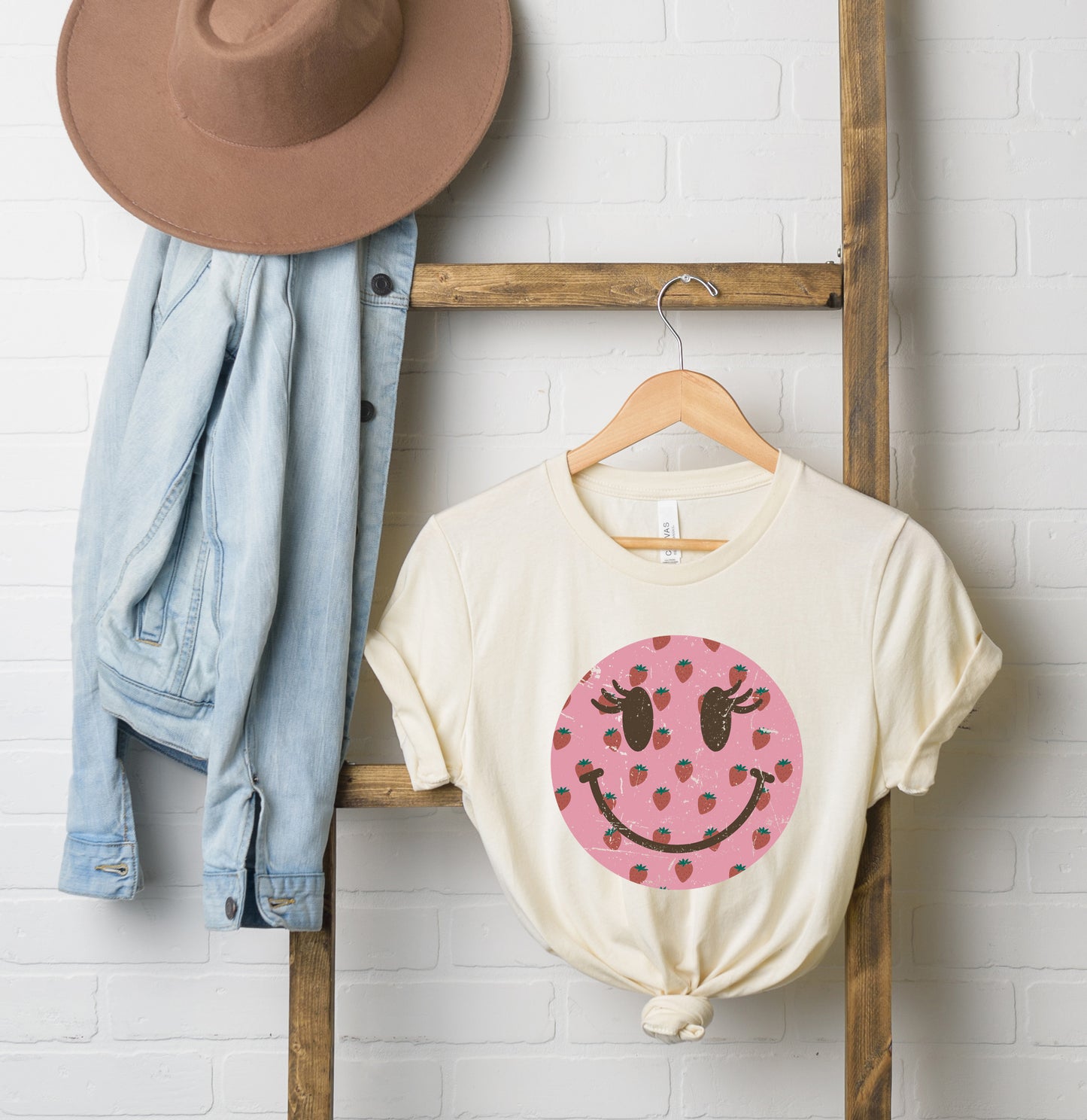 Smiley Face Strawberries | Short Sleeve Graphic Tee