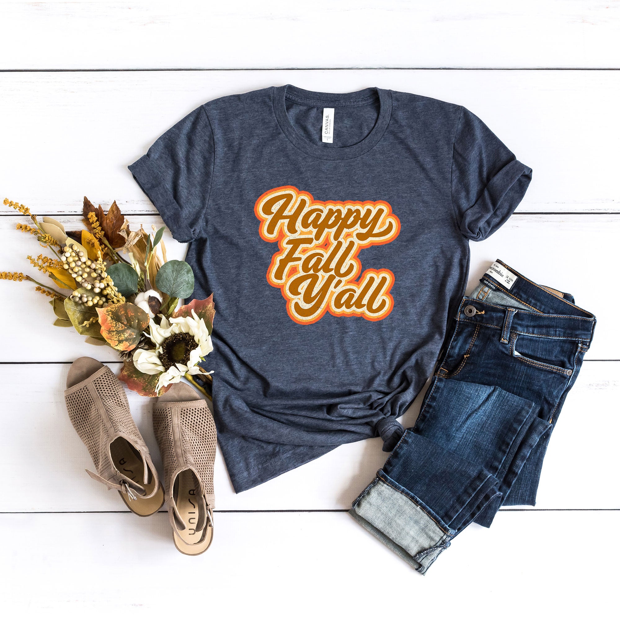 Retro Happy Fall Y'all | Short Sleeve Graphic Tee