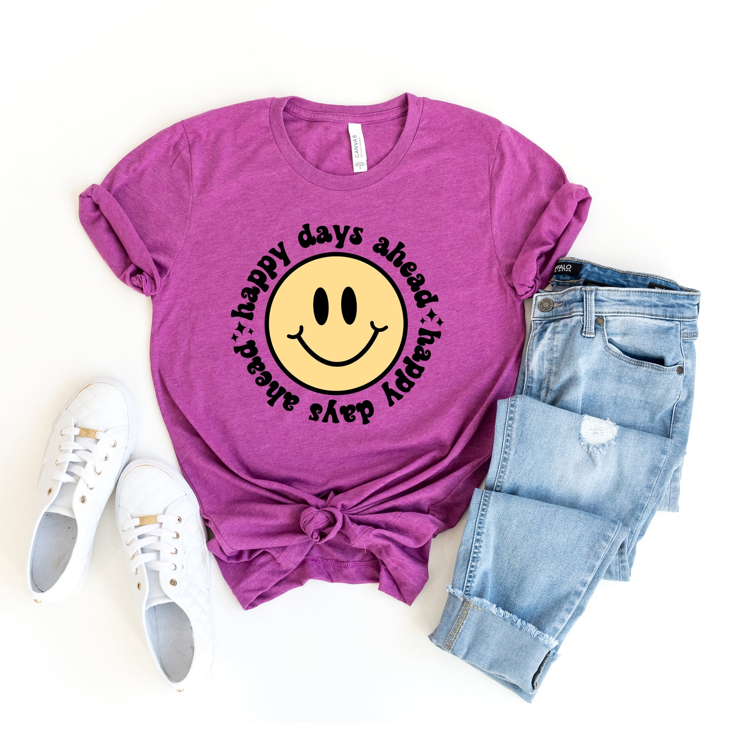 Happy Days Ahead Smiley Face | Short Sleeve Graphic Tee