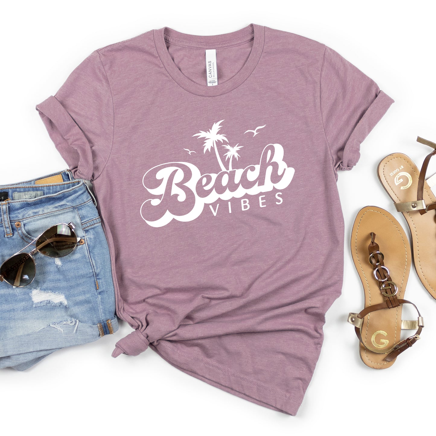 Beach Vibes Palm Trees | Short Sleeve Graphic Tee