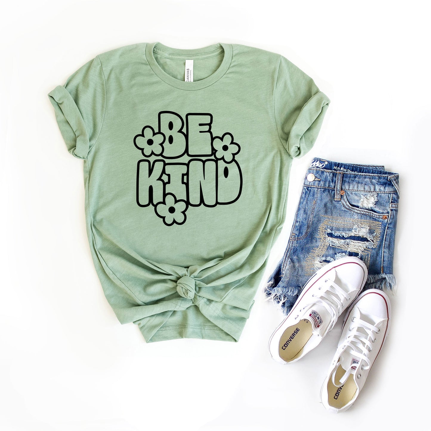 Retro Be Kind Flowers | Short Sleeve Graphic Tee