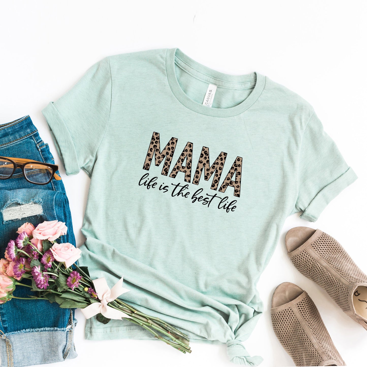 Clearance Mama Life Is The Best Life Leopard | Short Sleeve Tee