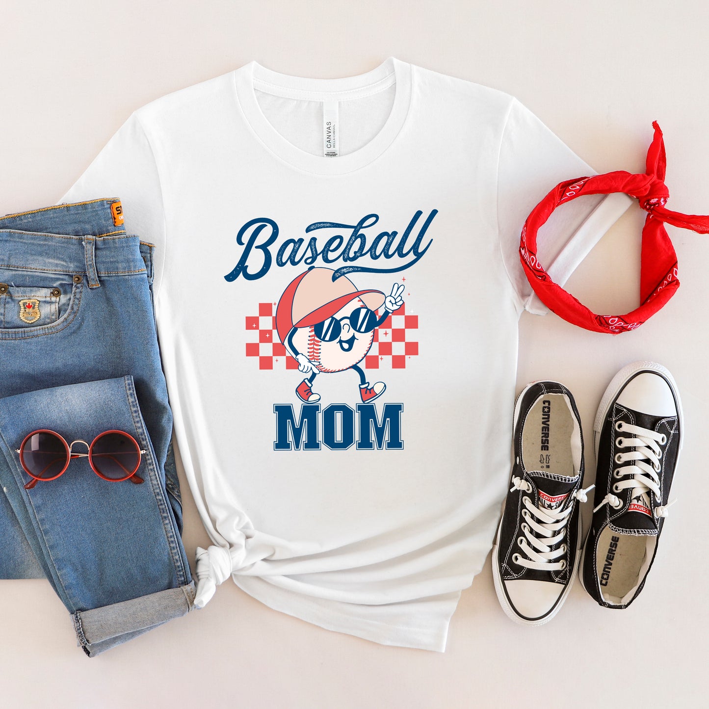 Baseball Mom Checkered | Short Sleeve Graphic Tee