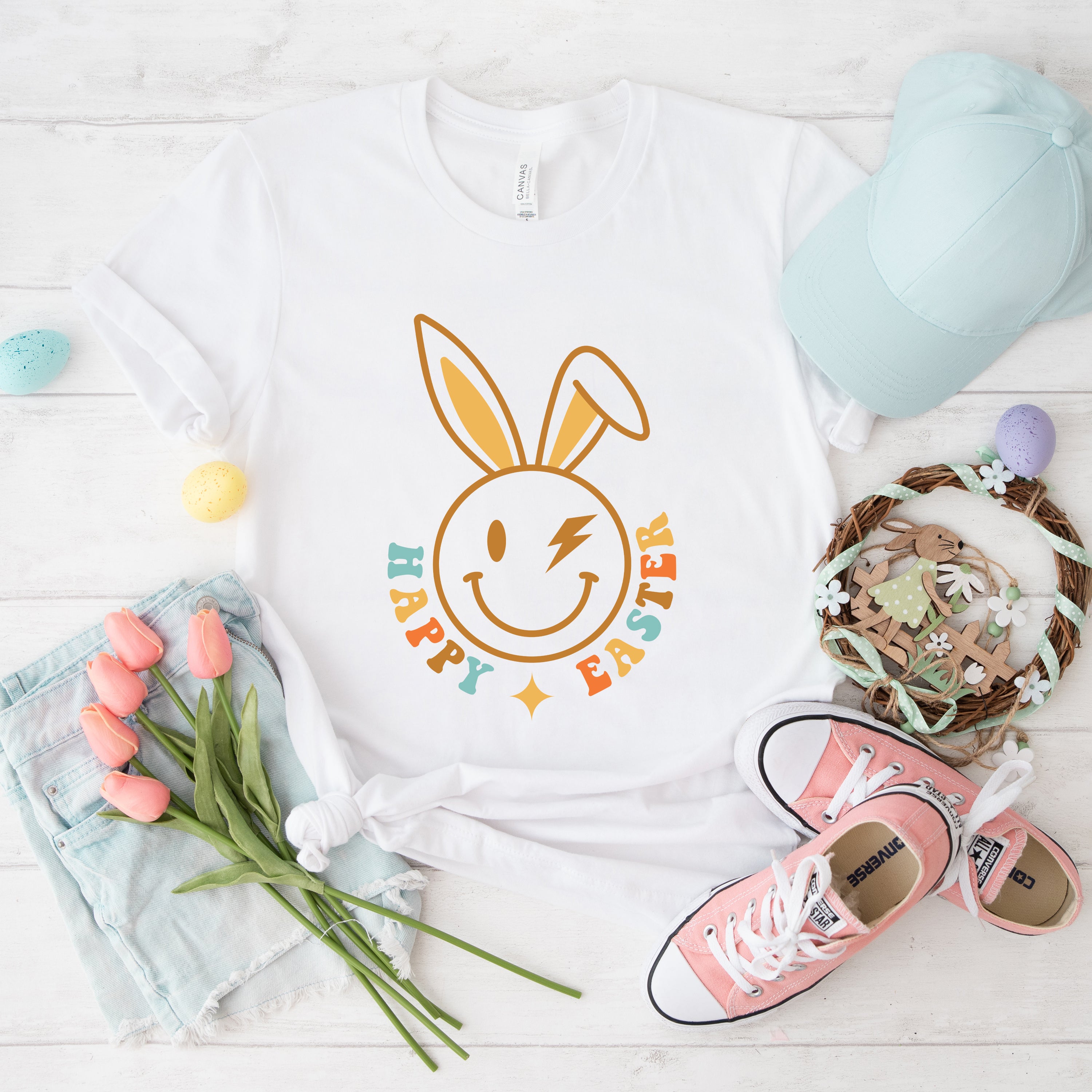 Happy Easter Bunny Wink | Short Sleeve Graphic Tee