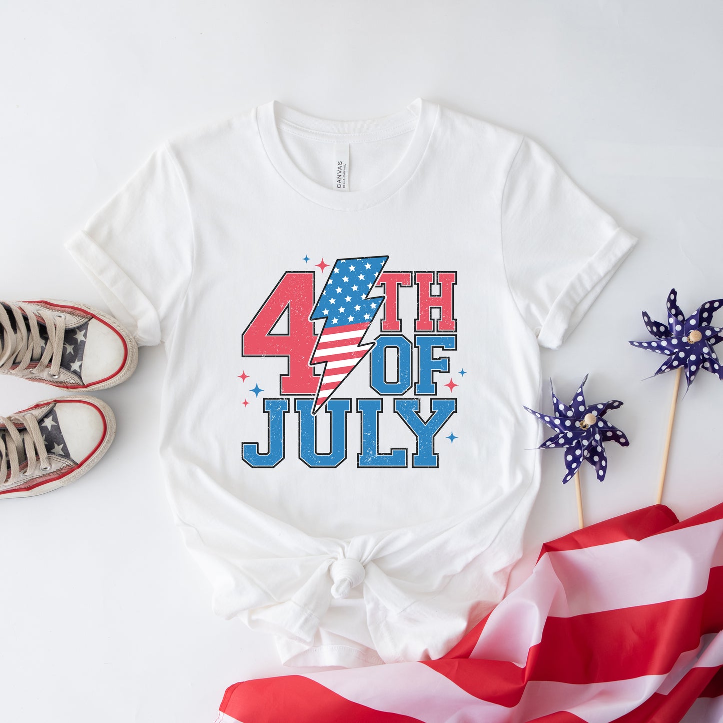 4th Of July Lightning Bolt | Short Sleeve Graphic Tee