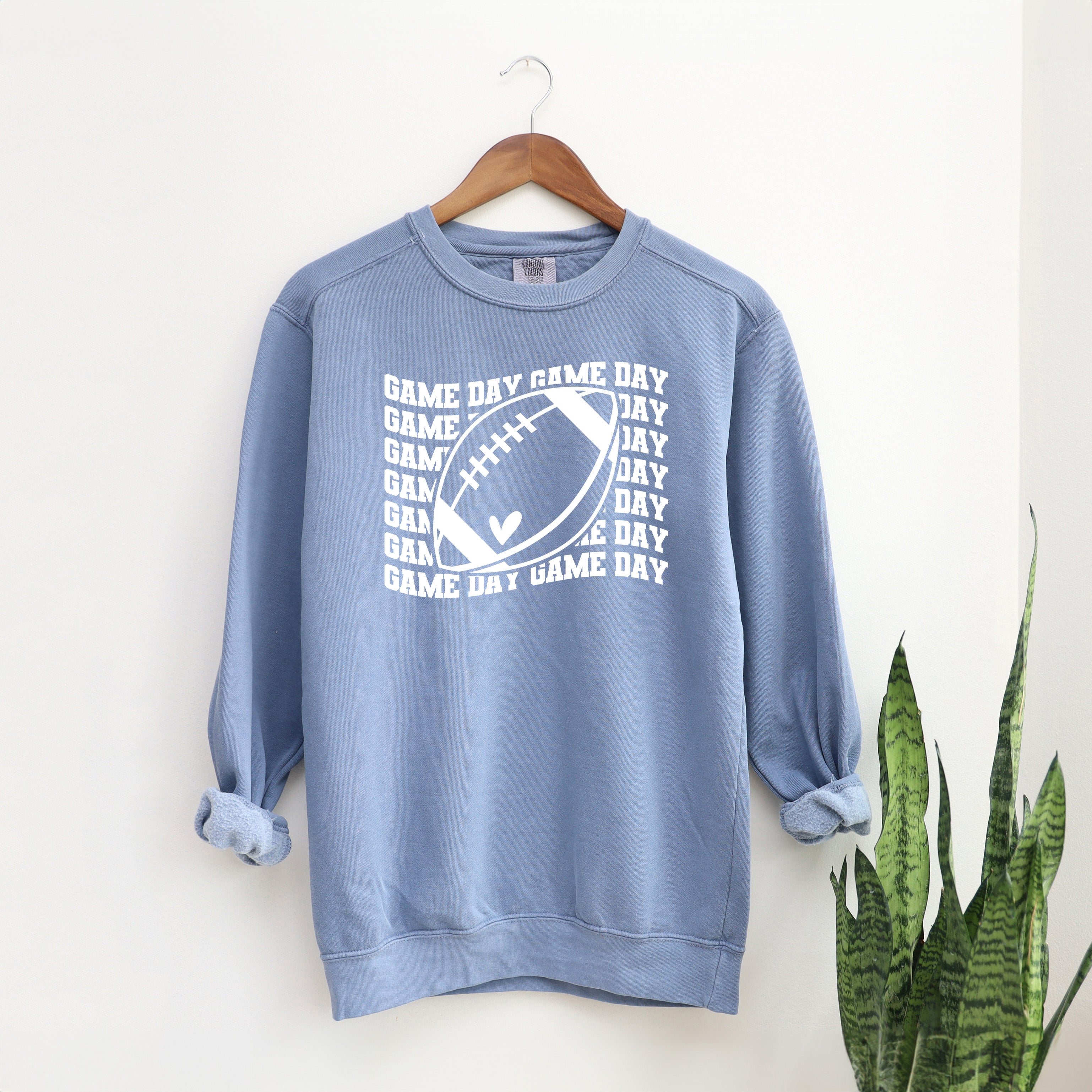 Football Game Day Stacked Wavy | Garment Dyed Sweatshirt
