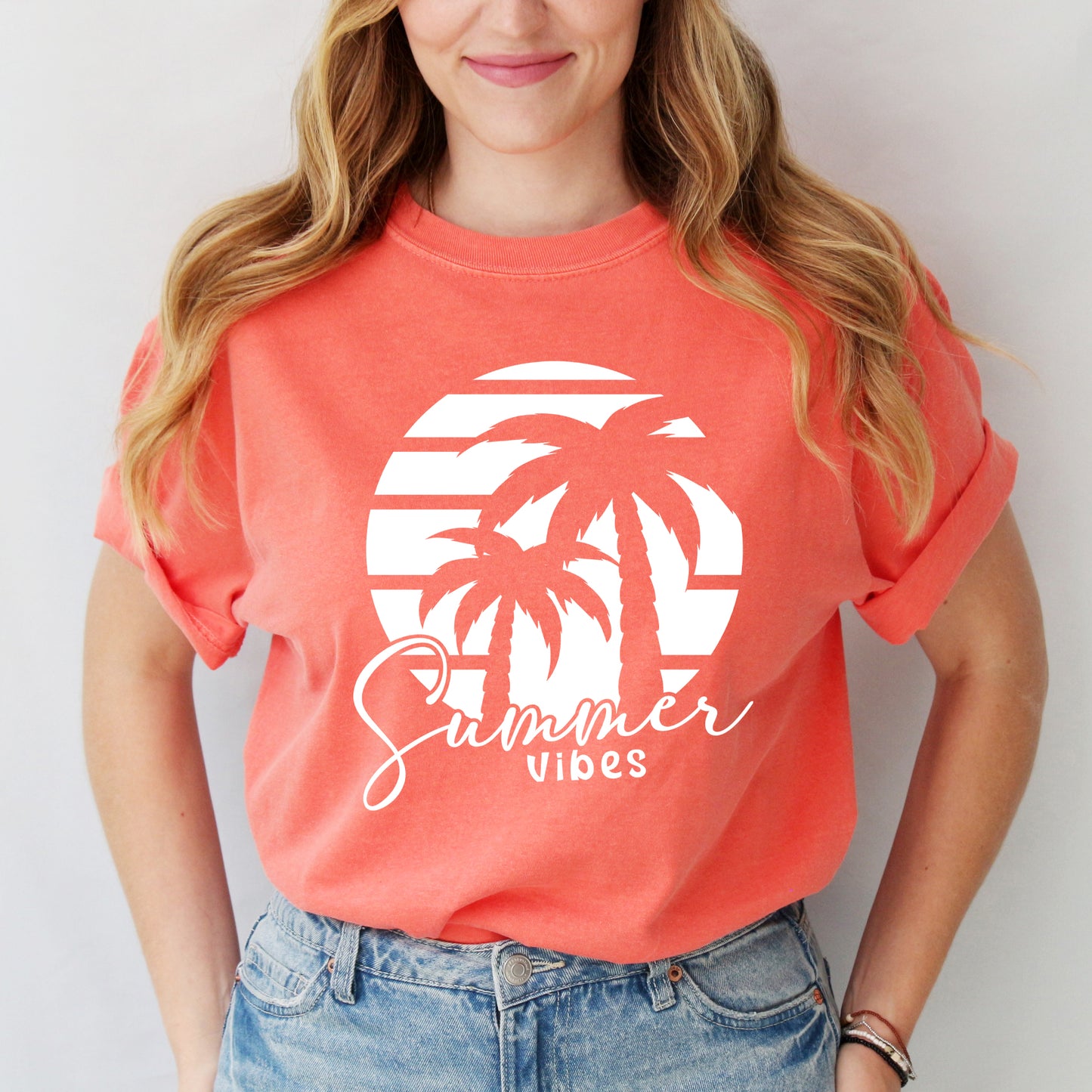 Summer Vibes Palm Trees | Garment Dyed Short Sleeve Tee