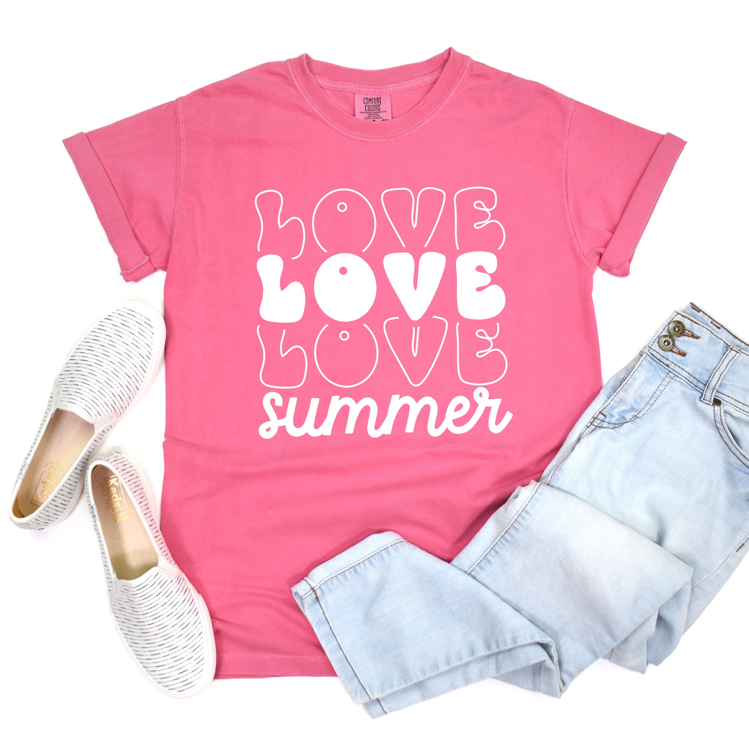 Love Summer Stacked | Garment Dyed Short Sleeve Tee