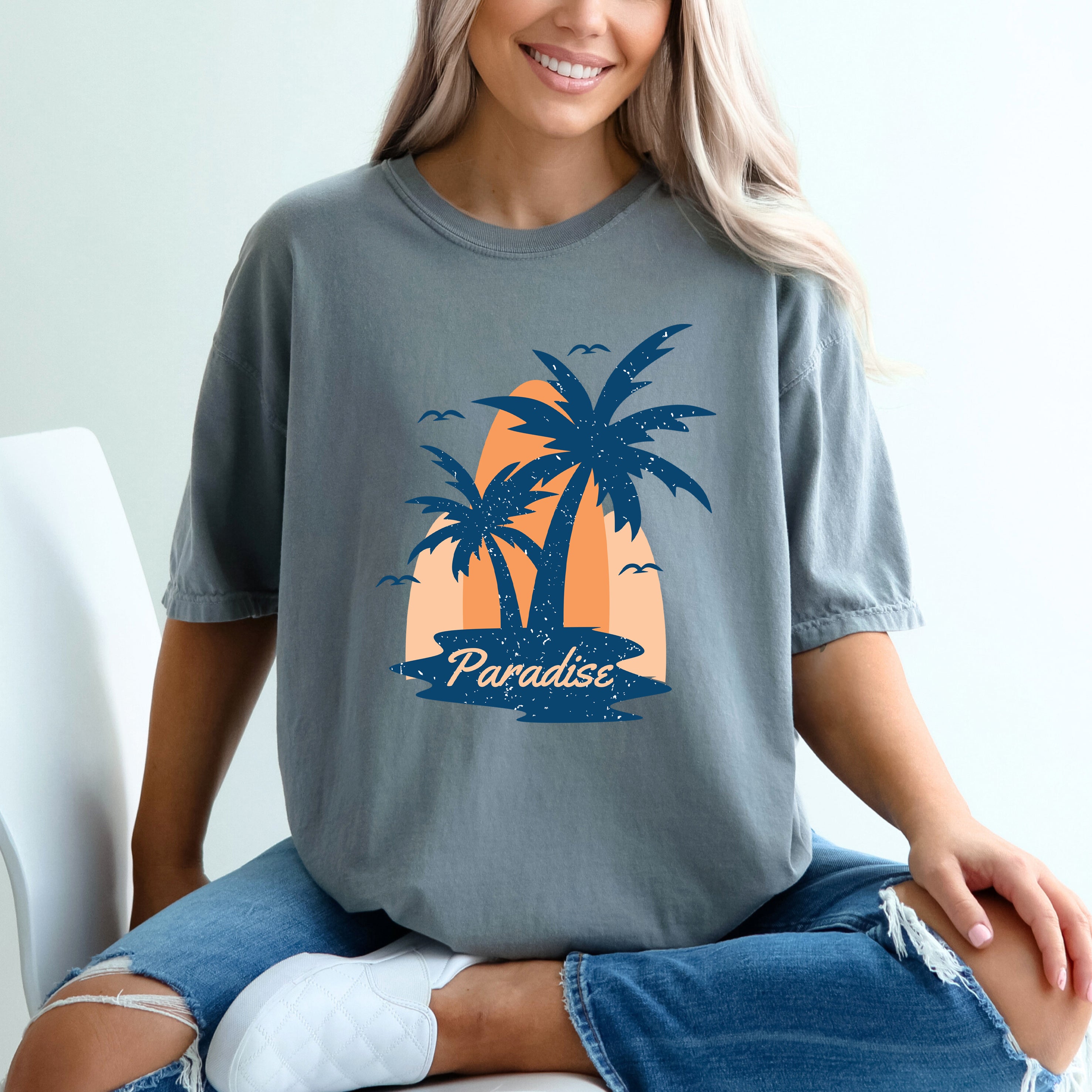 Paradise Palm Tree | Garment Dyed Short Sleeve Tee