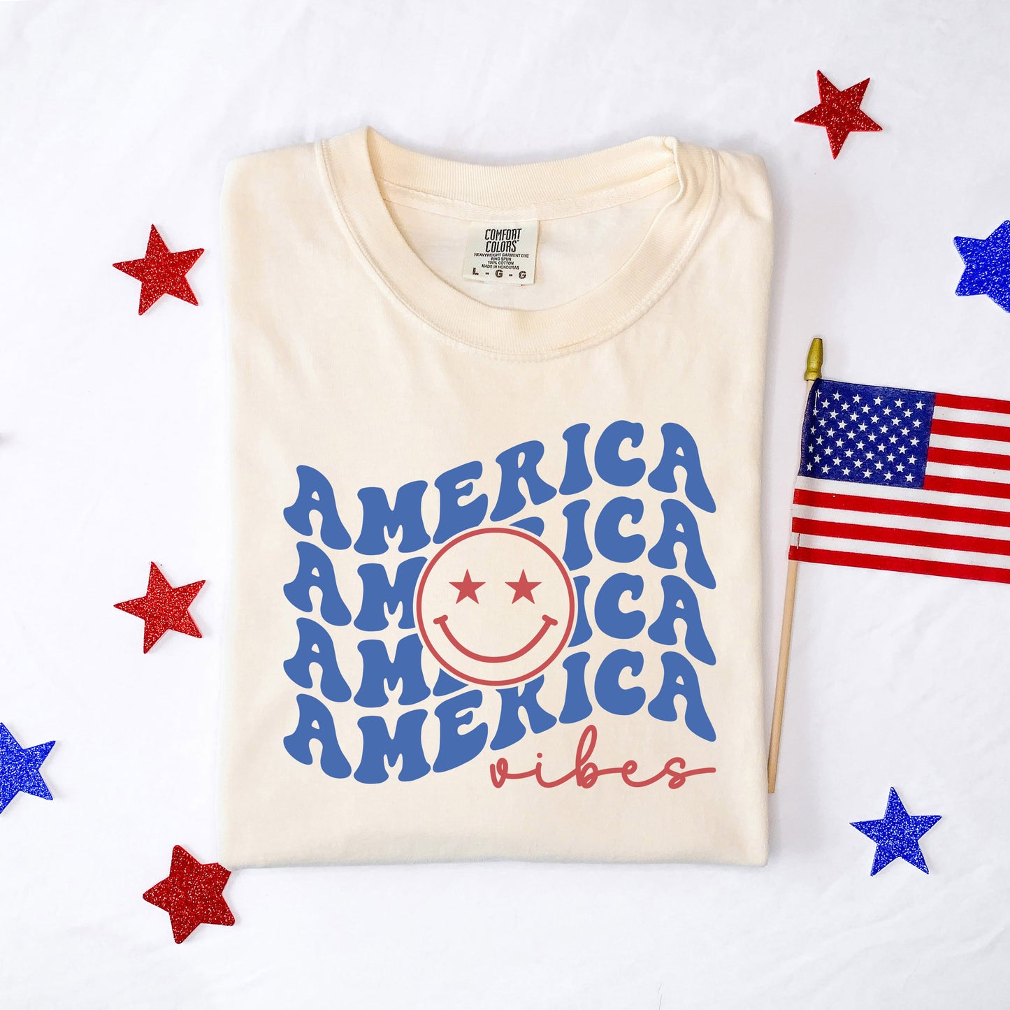 America Vibes Stacked | Garment Dyed Short Sleeve Tee