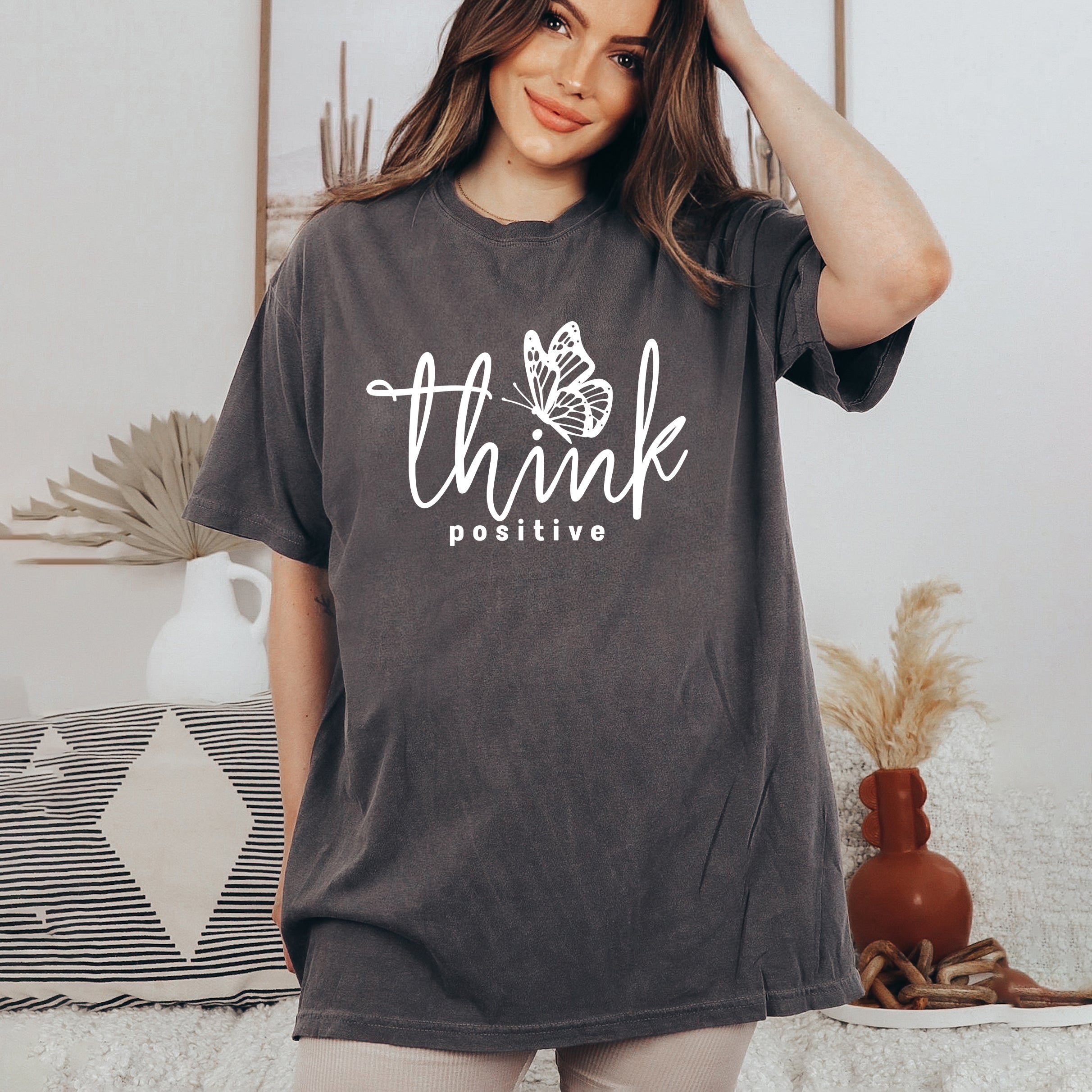 Think Positive Butterfly | Garment Dyed Short Sleeve Tee