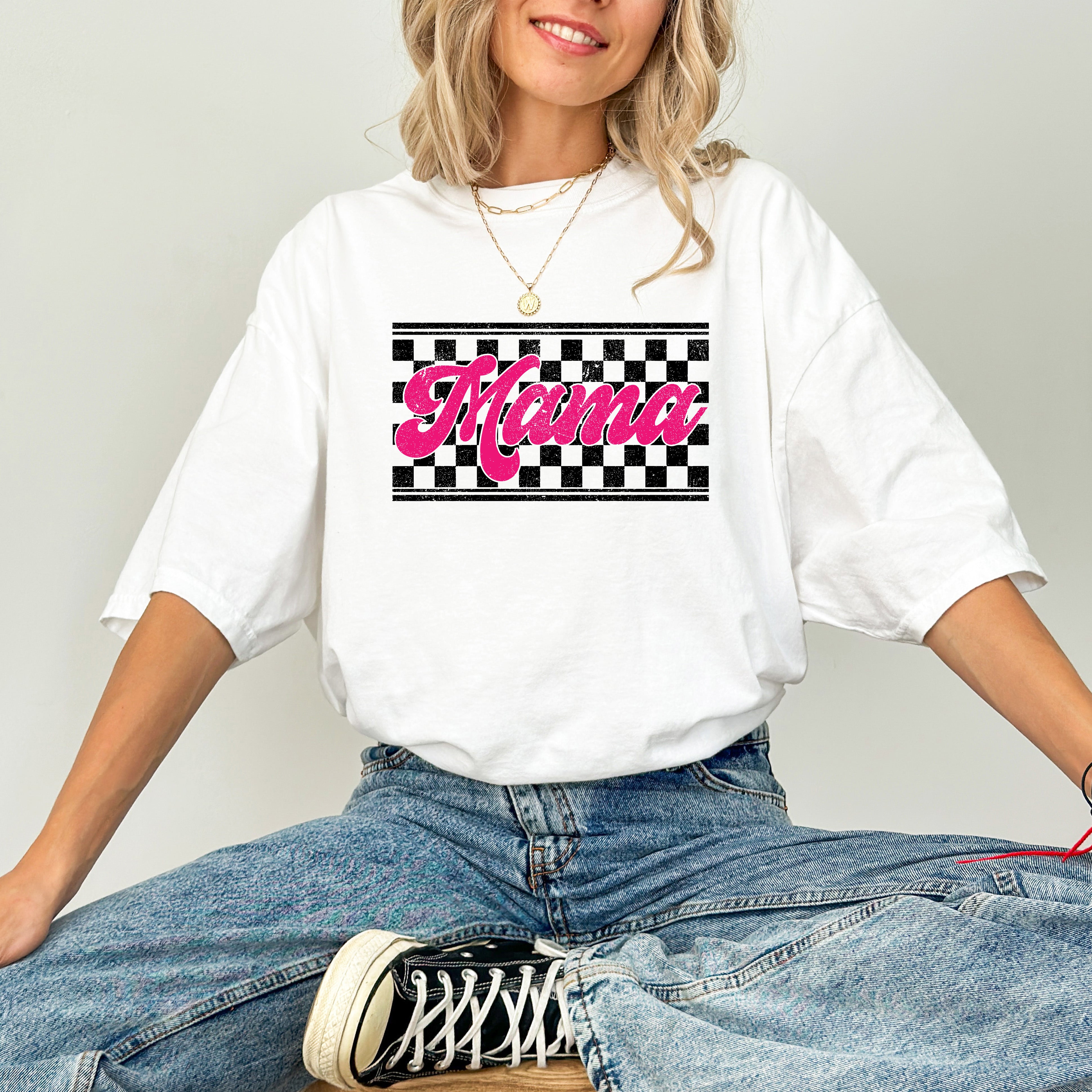 Pink Mama Checkered Grunge | Garment Dyed Tee