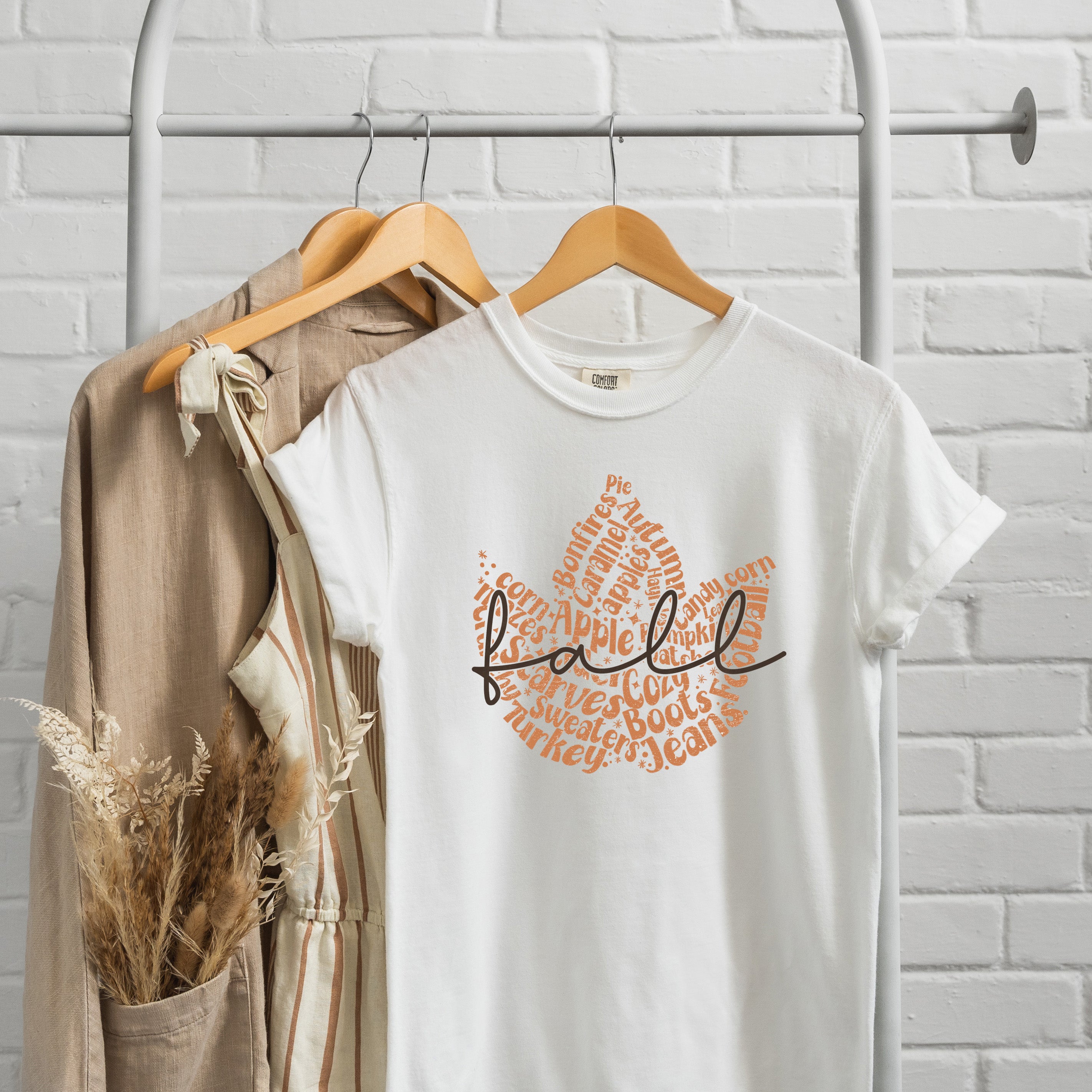 Cursive Fall Leaf | Garment Dyed Tee